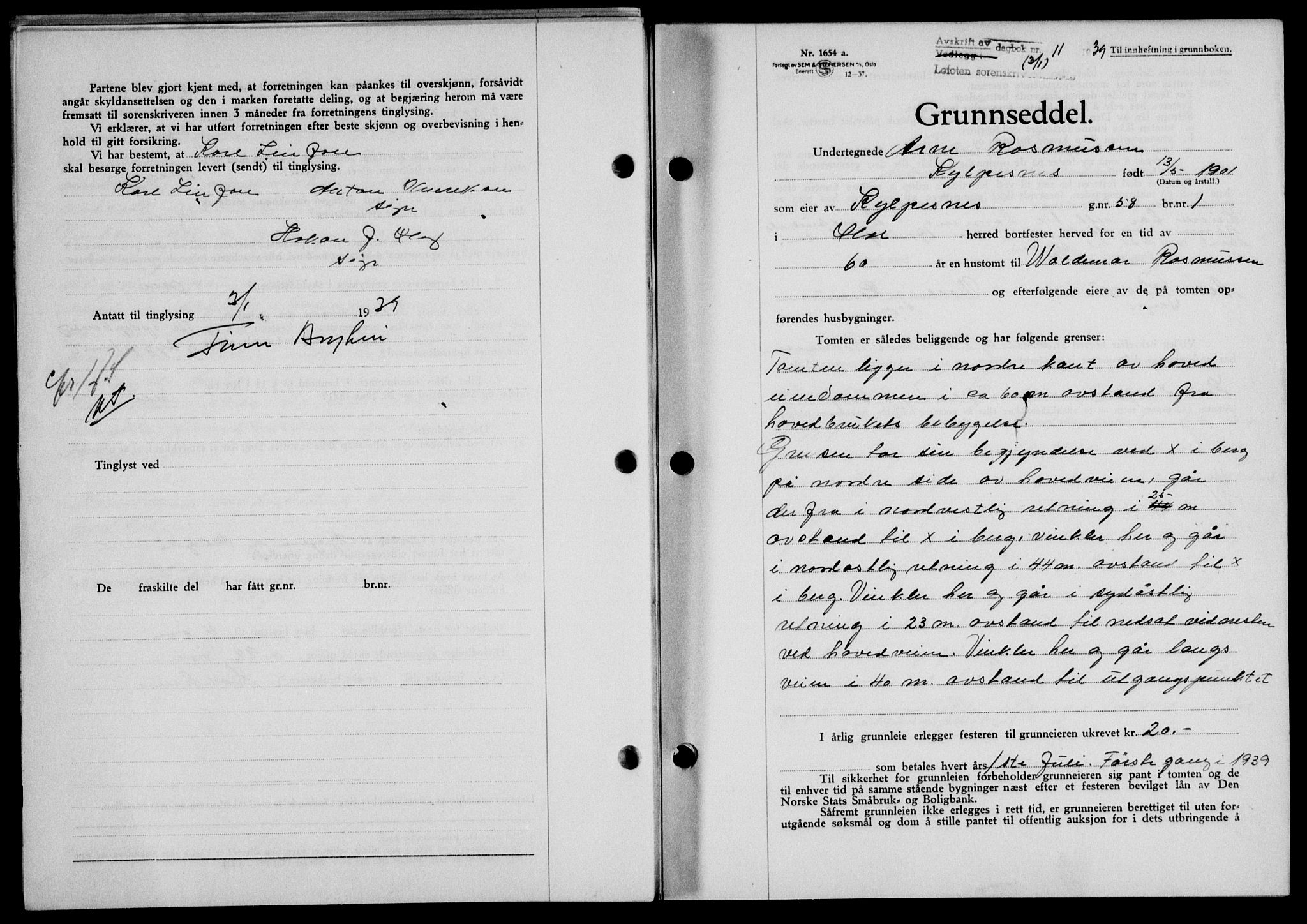 Lofoten sorenskriveri, SAT/A-0017/1/2/2C/L0005a: Mortgage book no. 5a, 1939-1939, Diary no: : 11/1939