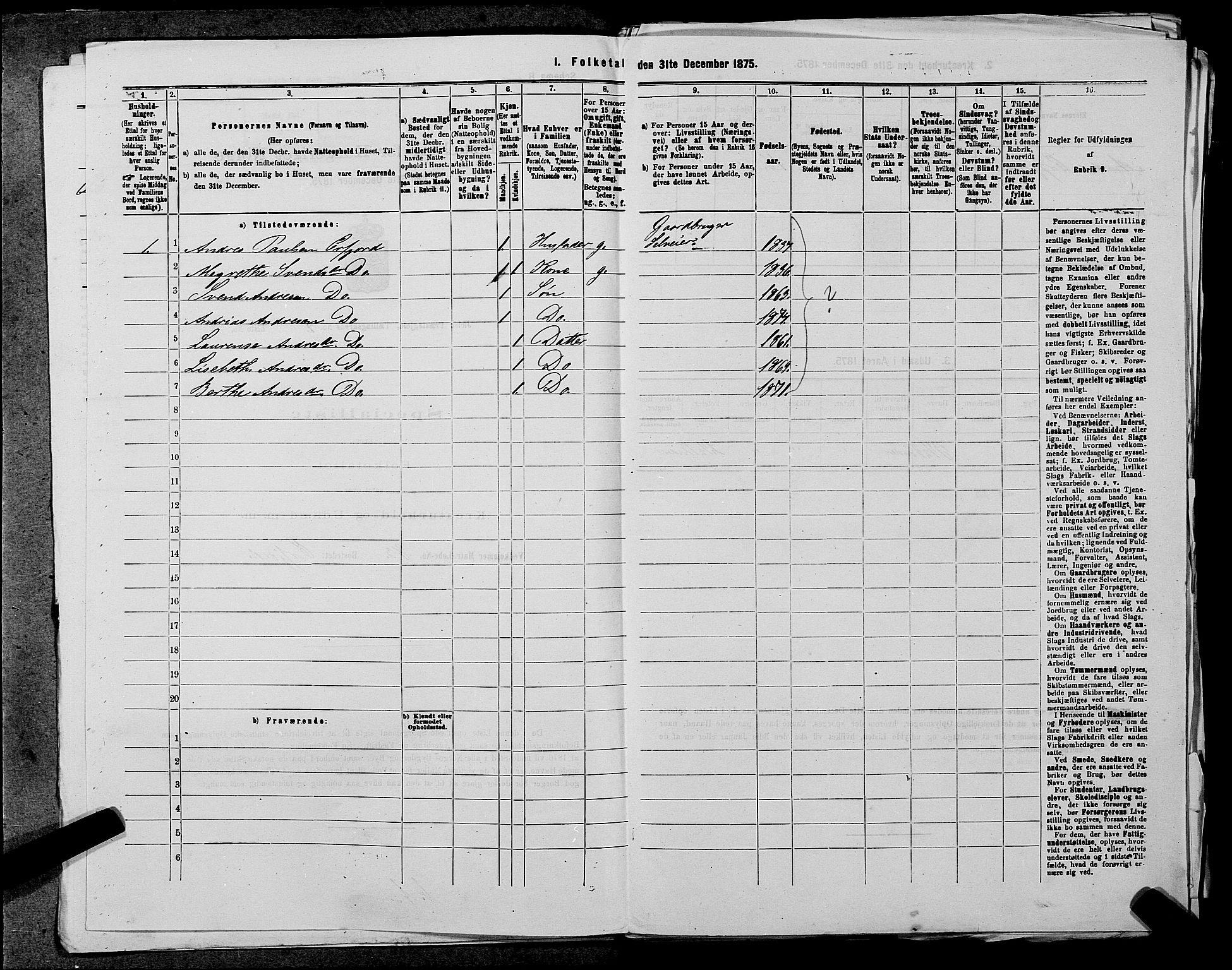 SAST, 1875 census for 1138P Jelsa, 1875, p. 326