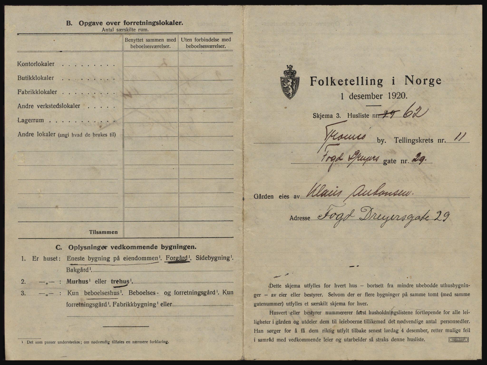 SATØ, 1920 census for Tromsø, 1920, p. 1947