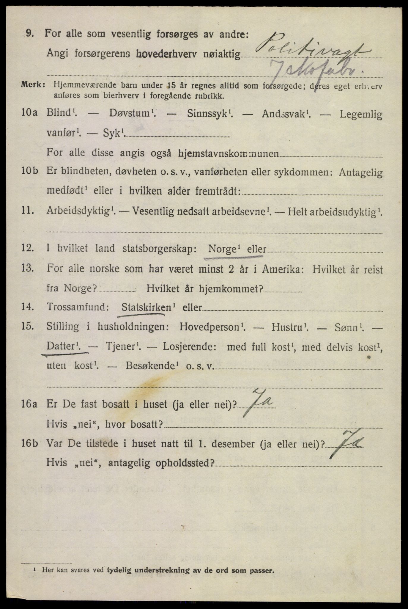 SAKO, 1920 census for Stokke, 1920, p. 9289