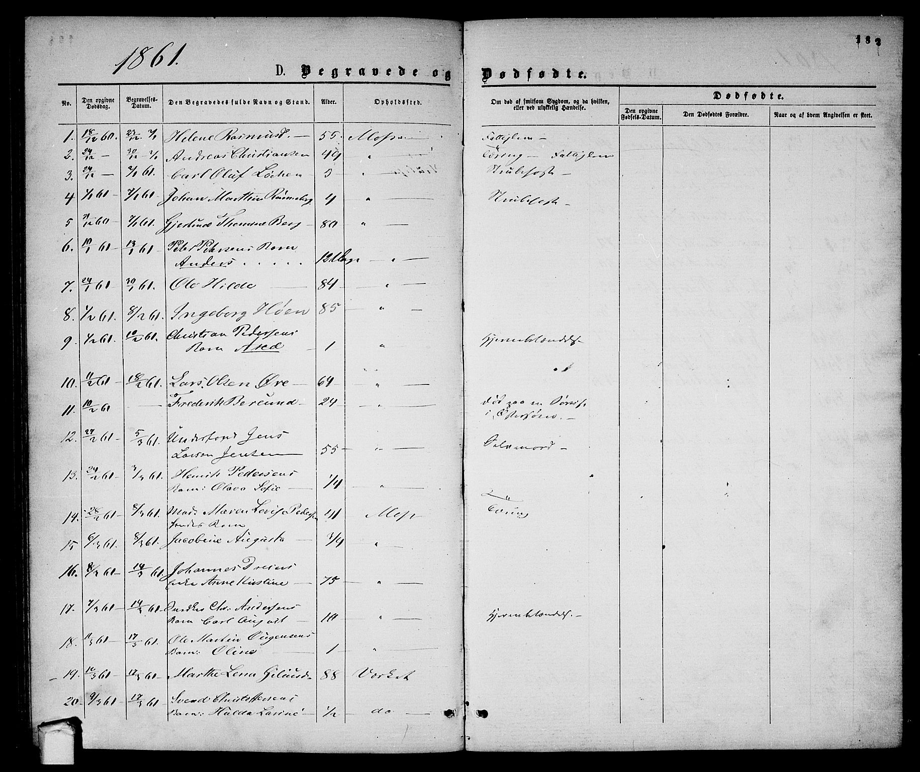 Moss prestekontor Kirkebøker, SAO/A-2003/G/Ga/L0003: Parish register (copy) no. I 3, 1861-1872, p. 182