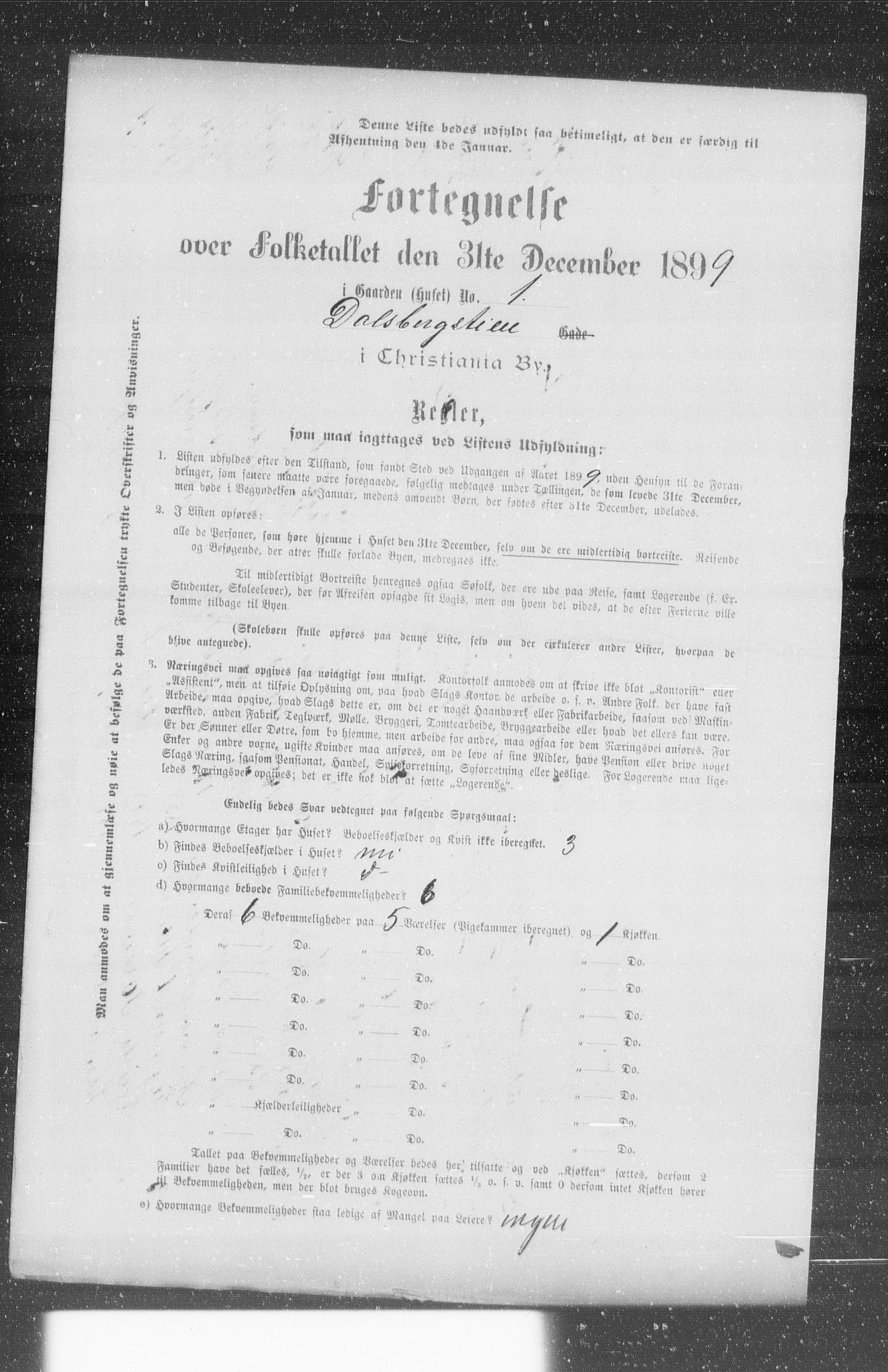 OBA, Municipal Census 1899 for Kristiania, 1899, p. 1823