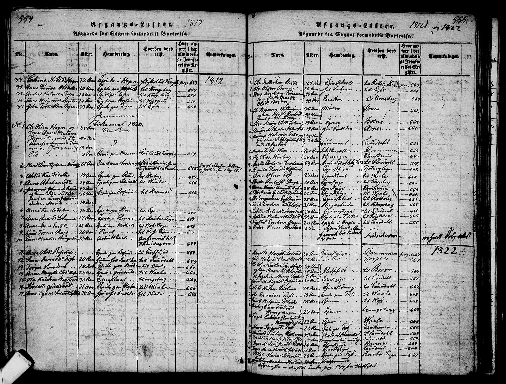 Sandsvær kirkebøker, SAKO/A-244/G/Ga/L0003: Parish register (copy) no. I 3, 1817-1839, p. 554-555