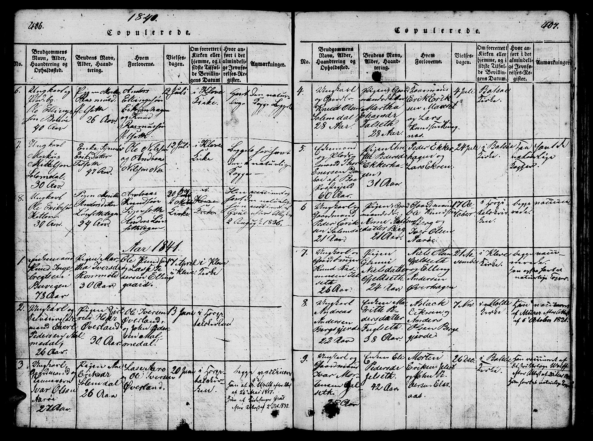 Ministerialprotokoller, klokkerbøker og fødselsregistre - Møre og Romsdal, AV/SAT-A-1454/555/L0652: Parish register (official) no. 555A03, 1817-1843, p. 406-407