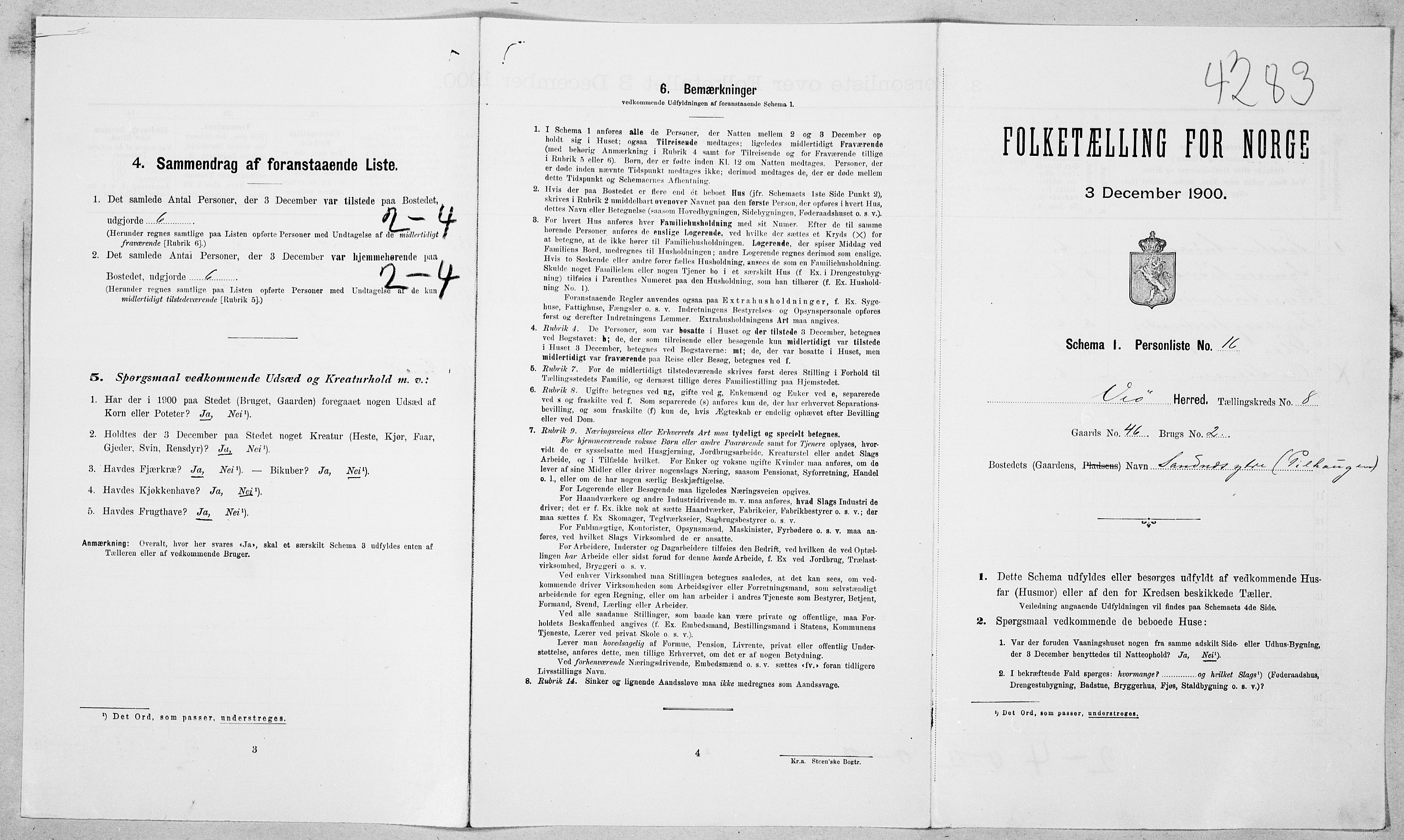 SAT, 1900 census for Veøy, 1900, p. 533