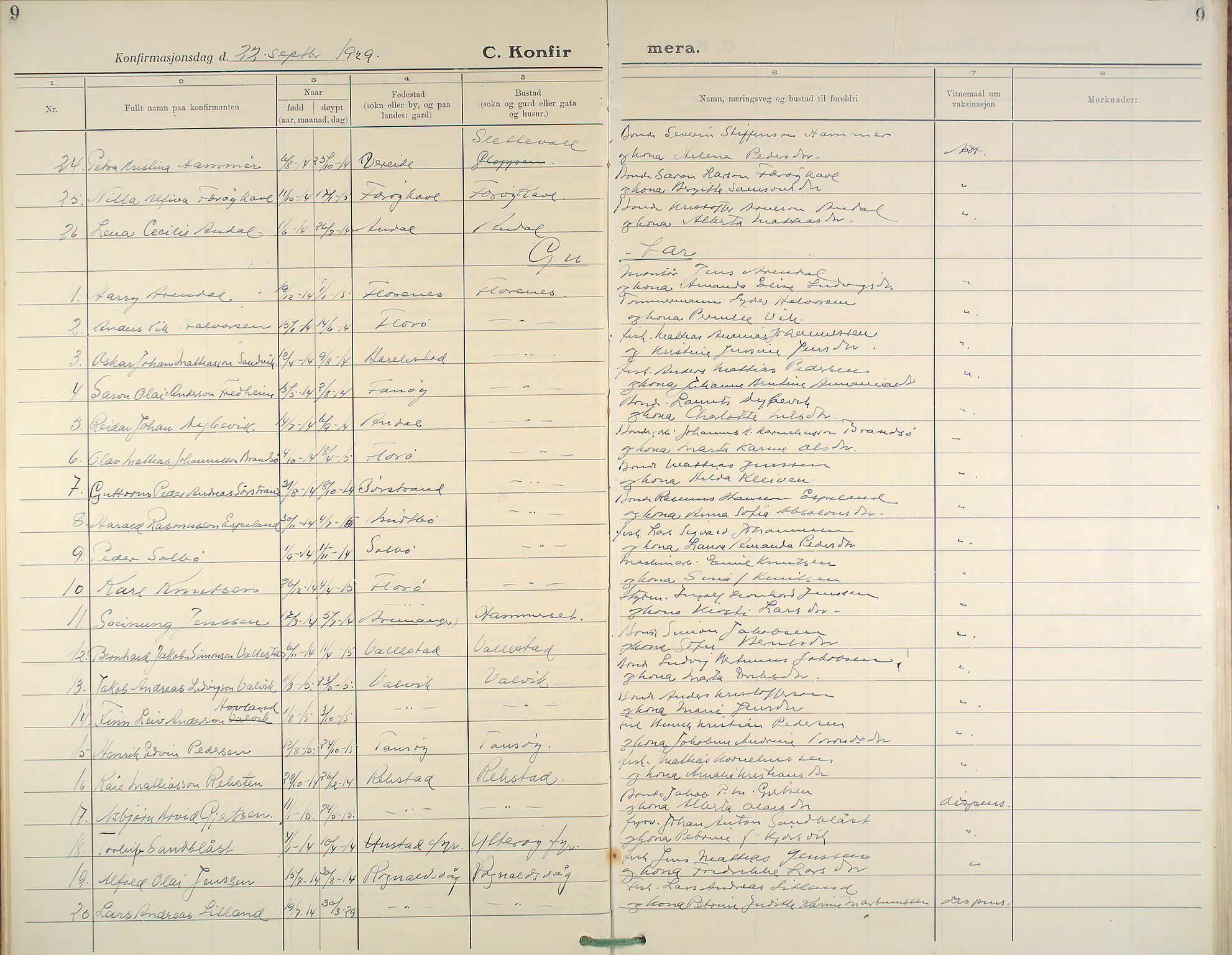 Kinn sokneprestembete, AV/SAB-A-80801/H/Haa/Haab/L0007: Parish register (official) no. B 7, 1926-1964, p. 9