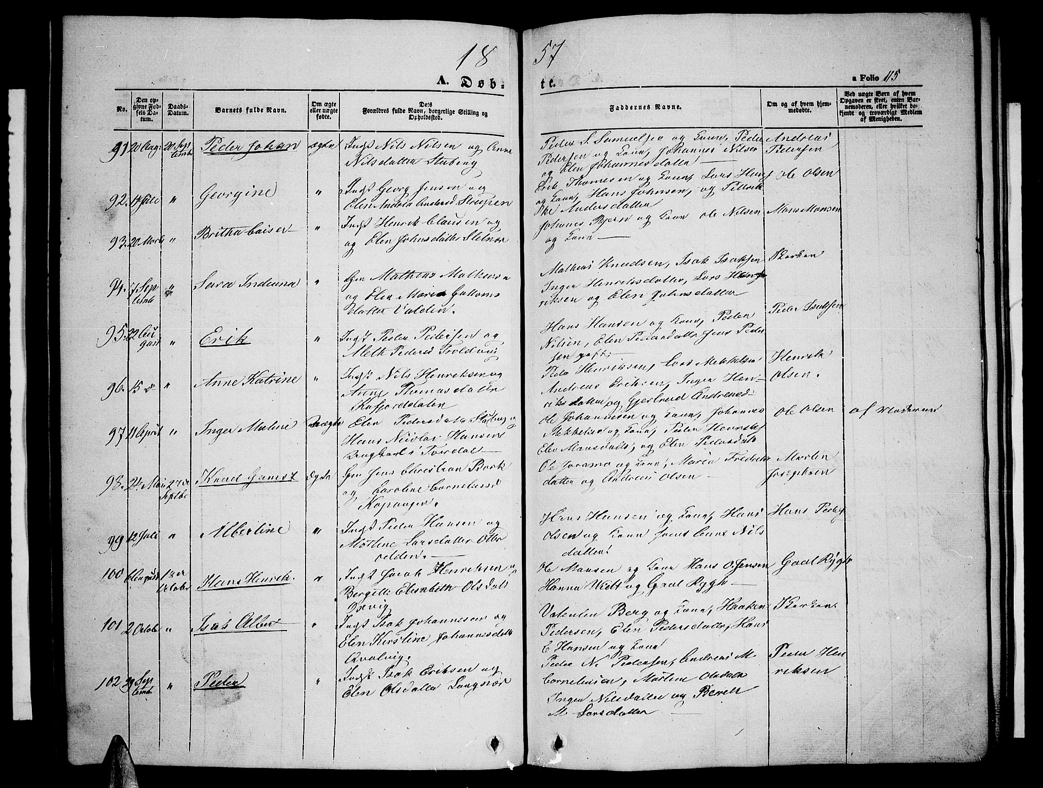 Lyngen sokneprestembete, SATØ/S-1289/H/He/Heb/L0002klokker: Parish register (copy) no. 2, 1839-1860, p. 115