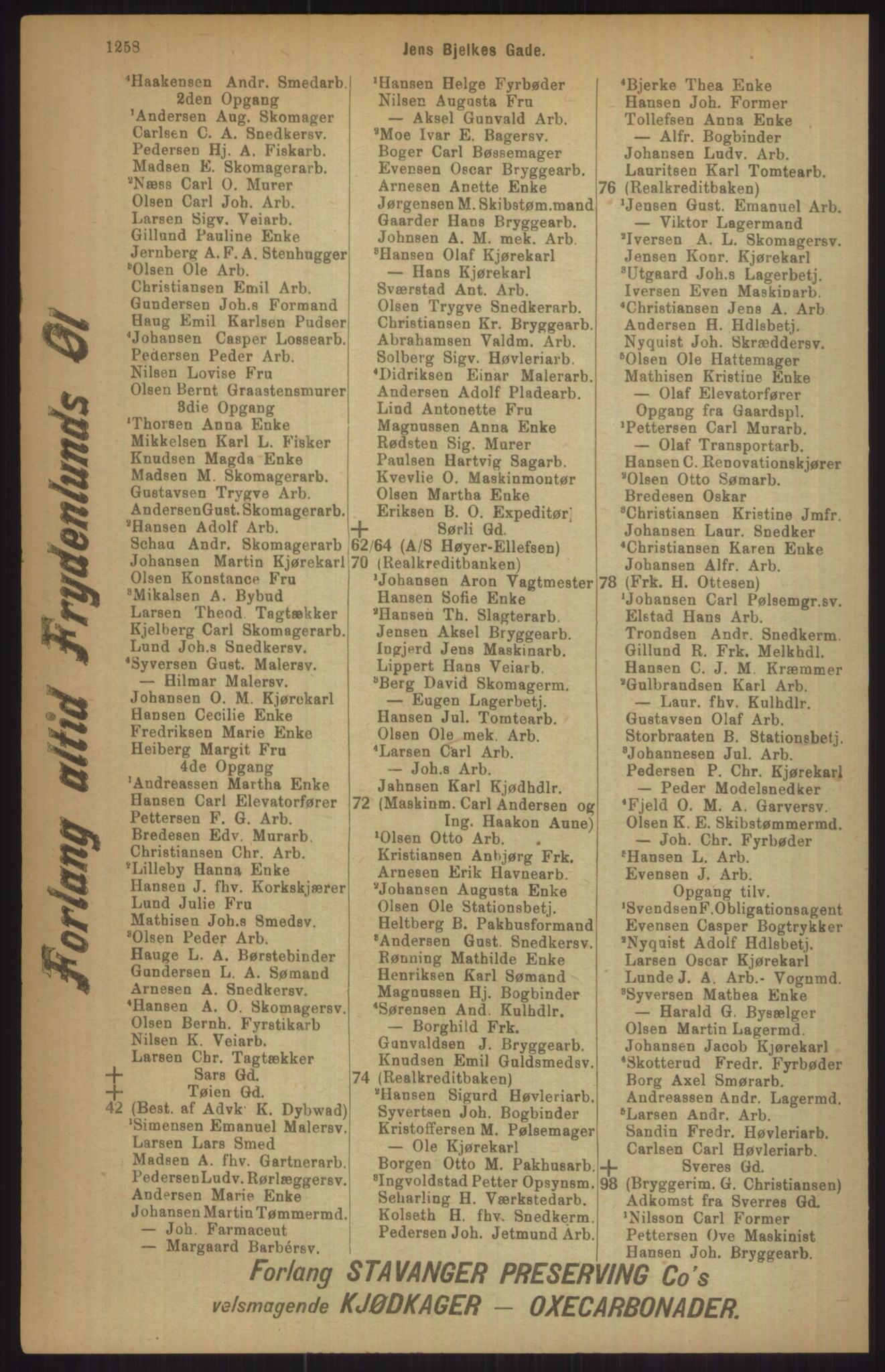 Kristiania/Oslo adressebok, PUBL/-, 1911, p. 1258