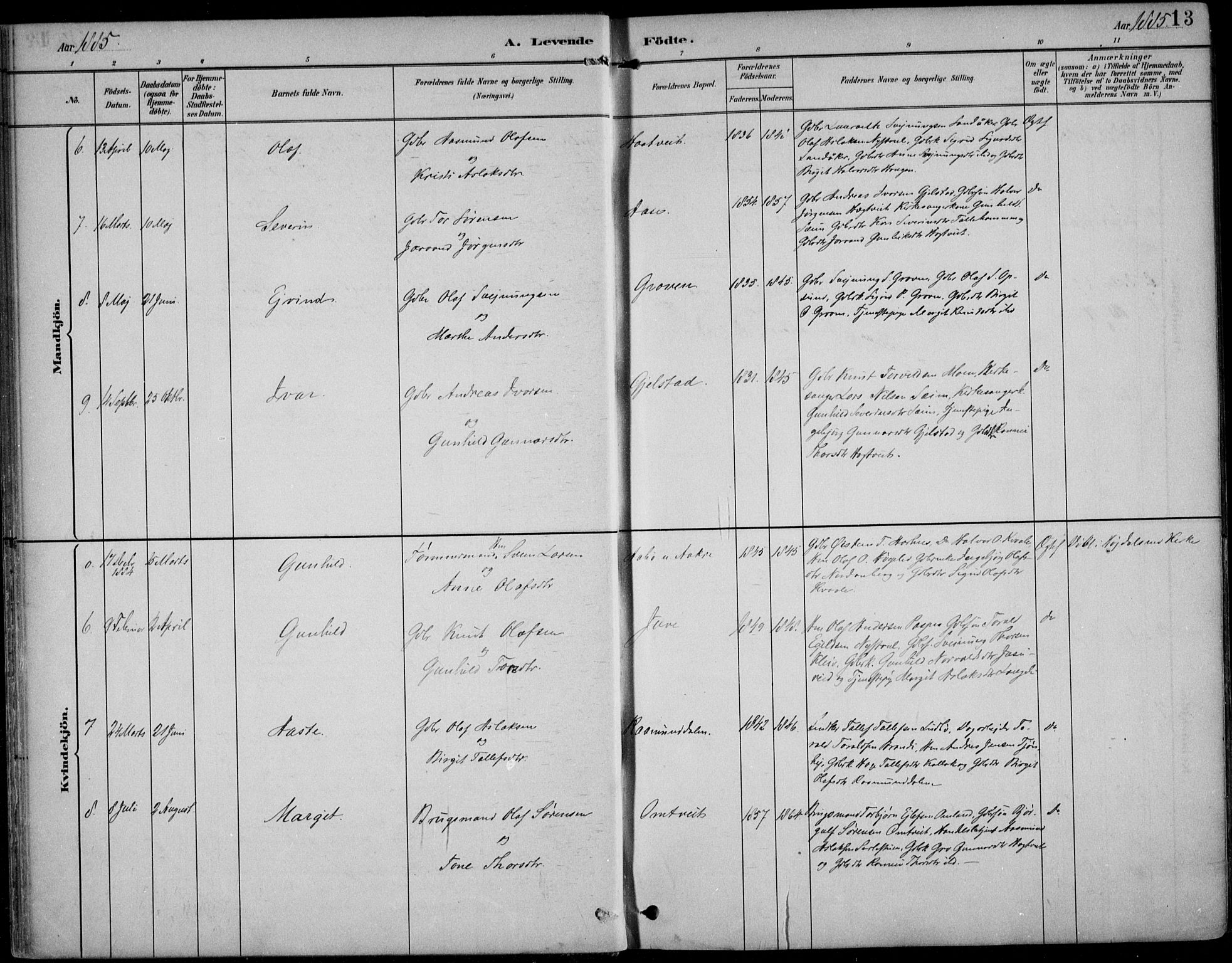 Kviteseid kirkebøker, SAKO/A-276/F/Fb/L0002: Parish register (official) no. II 2, 1882-1916, p. 13