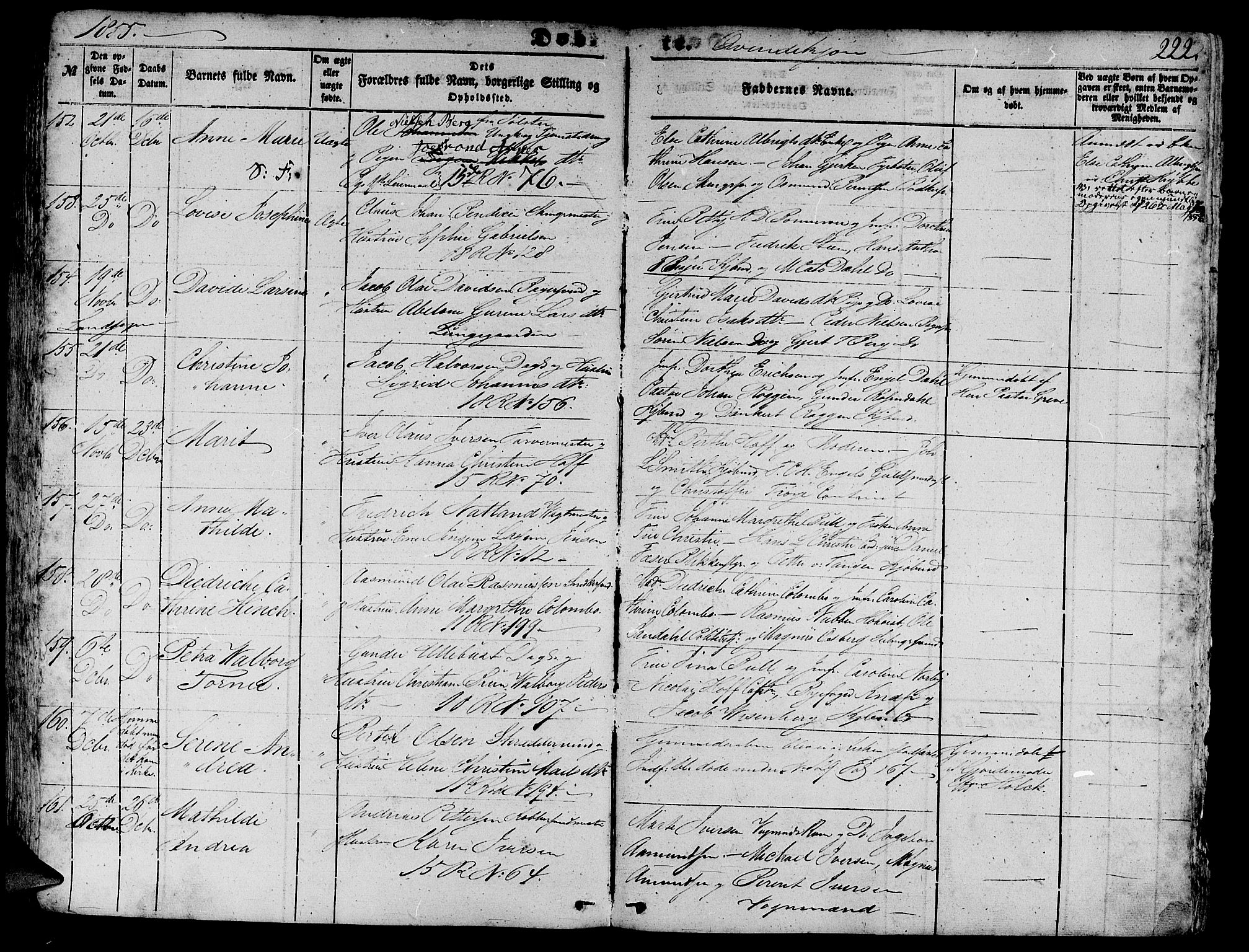 Domkirken sokneprestembete, AV/SAB-A-74801/H/Hab/L0010: Parish register (copy) no. B 3, 1849-1856, p. 222