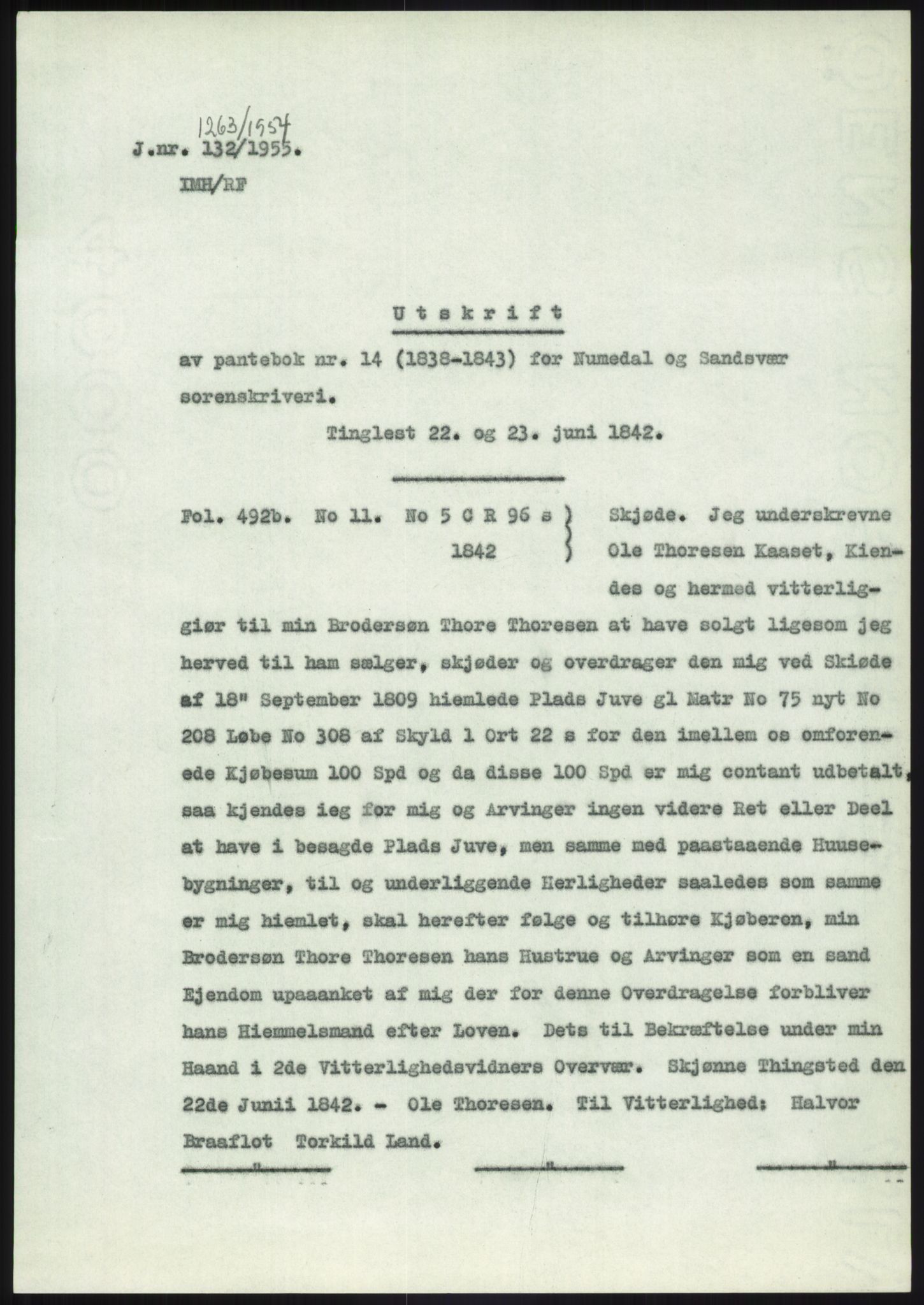 Statsarkivet i Kongsberg, SAKO/A-0001, 1954-1955, p. 296
