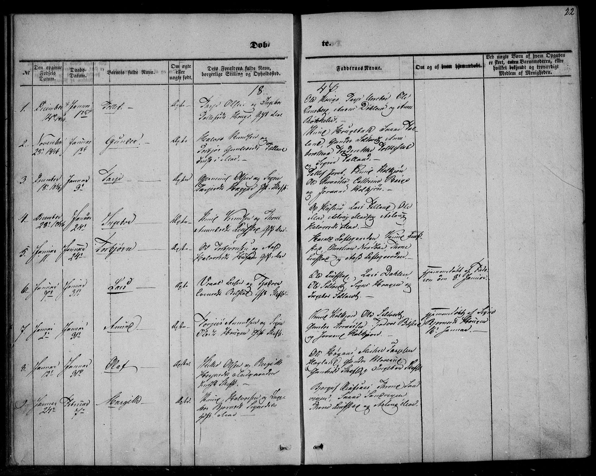 Mo kirkebøker, AV/SAKO-A-286/F/Fa/L0005: Parish register (official) no. I 5, 1844-1864, p. 22