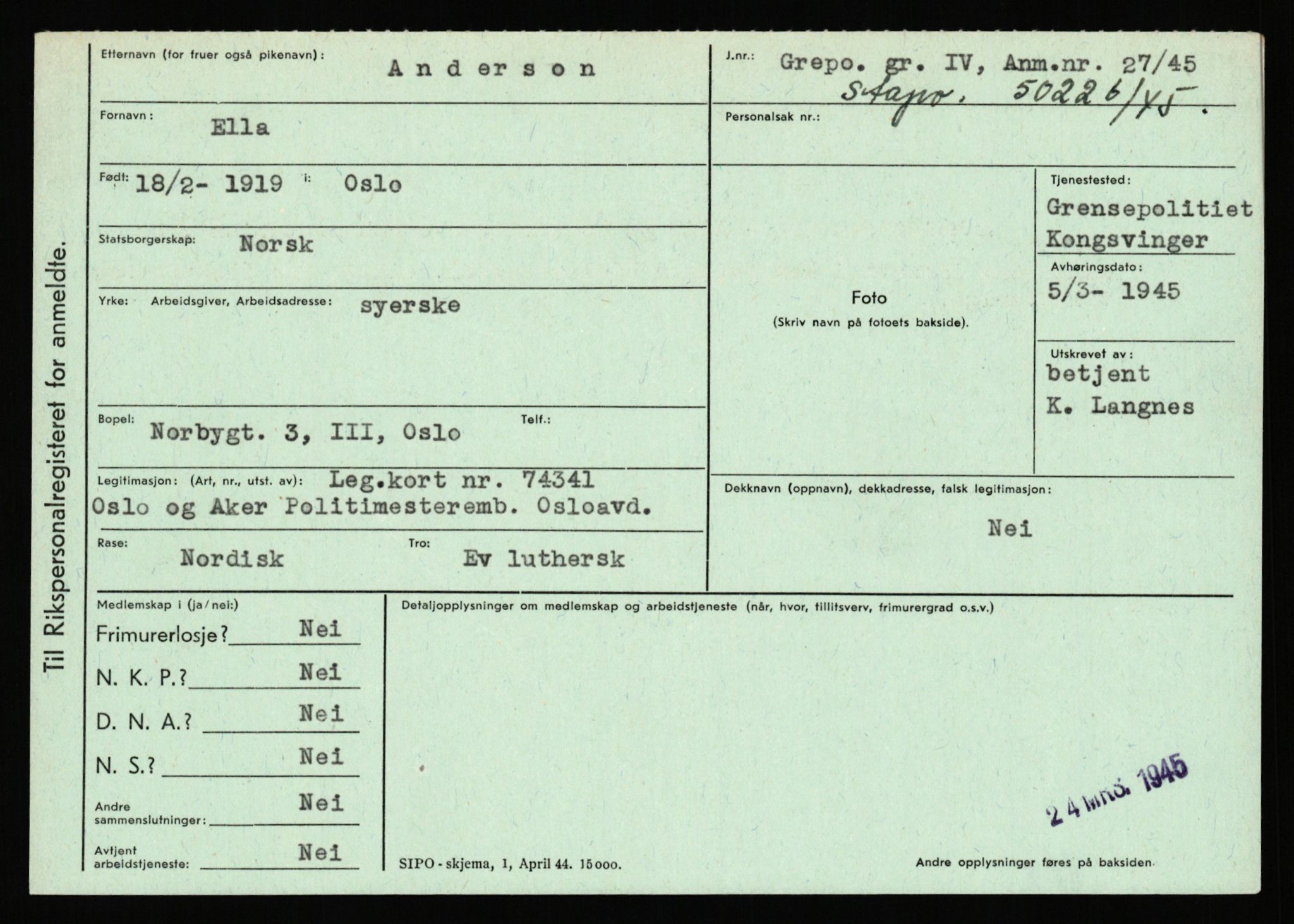 Statspolitiet - Hovedkontoret / Osloavdelingen, AV/RA-S-1329/C/Ca/L0001: Aabakken - Armann, 1943-1945, p. 3635