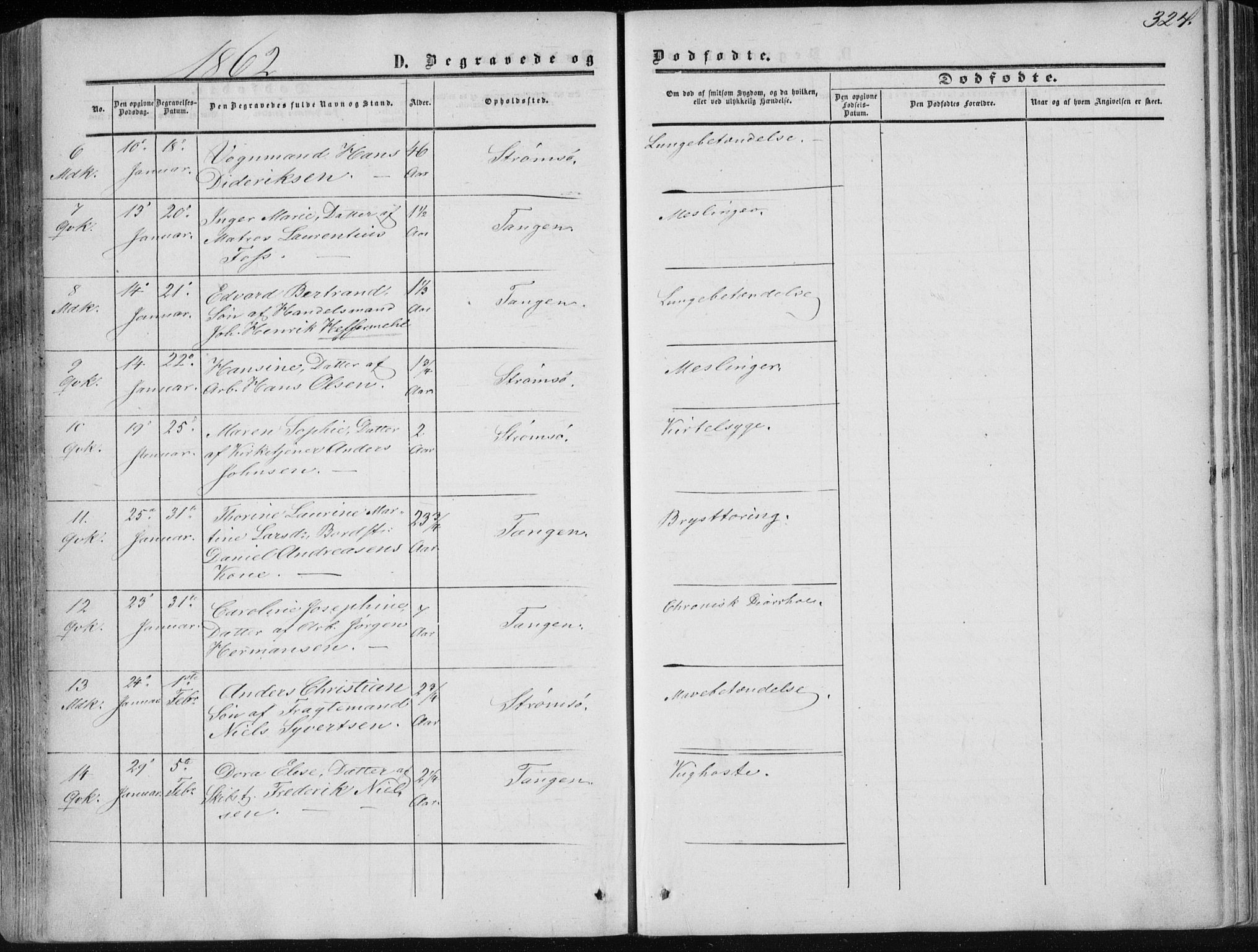 Strømsø kirkebøker, AV/SAKO-A-246/F/Fa/L0015: Parish register (official) no. I 15, 1859-1868, p. 324