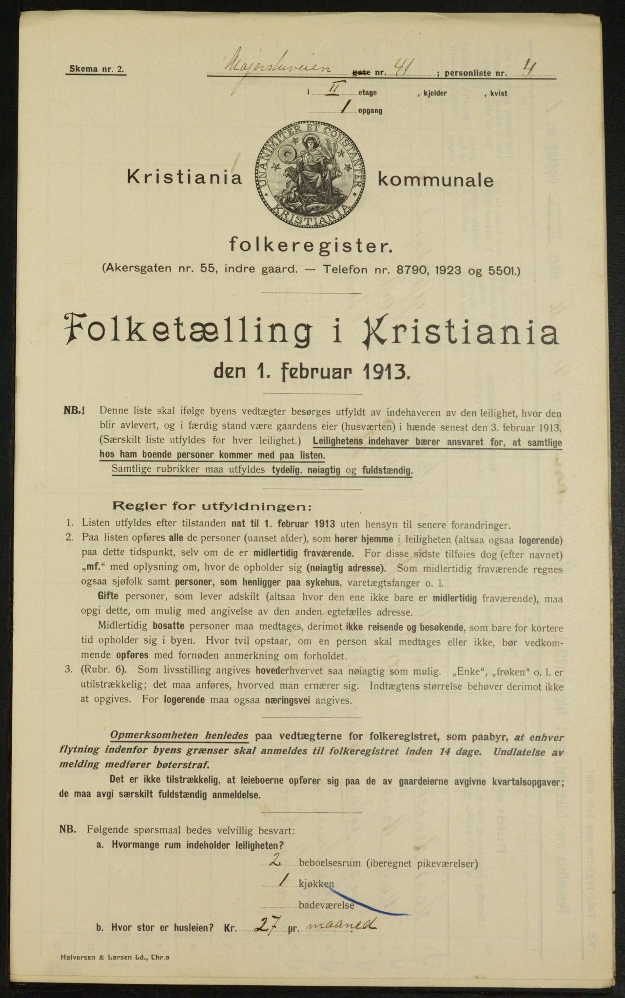 OBA, Municipal Census 1913 for Kristiania, 1913, p. 59825