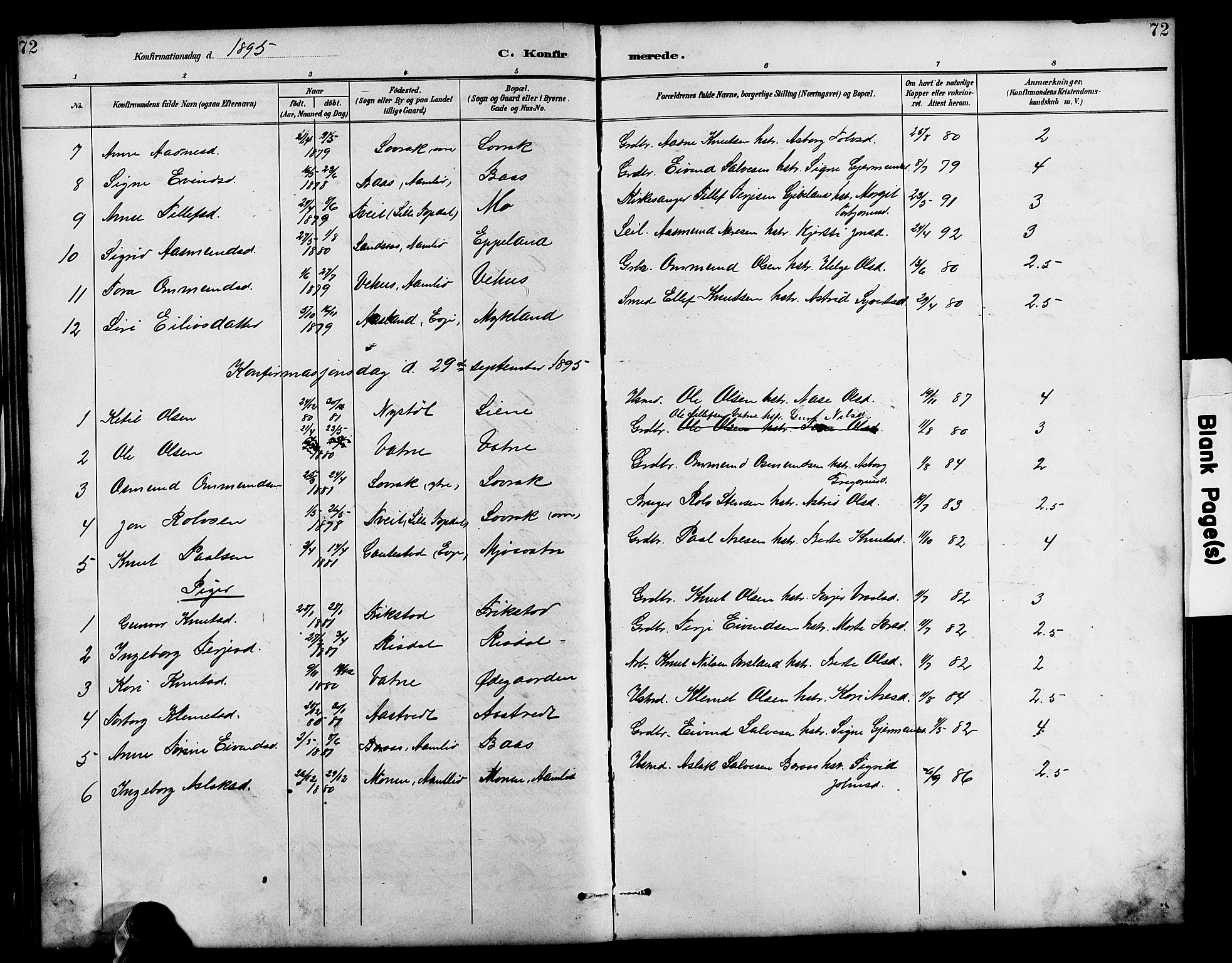 Herefoss sokneprestkontor, AV/SAK-1111-0019/F/Fb/Fbc/L0003: Parish register (copy) no. B 3, 1887-1915, p. 72