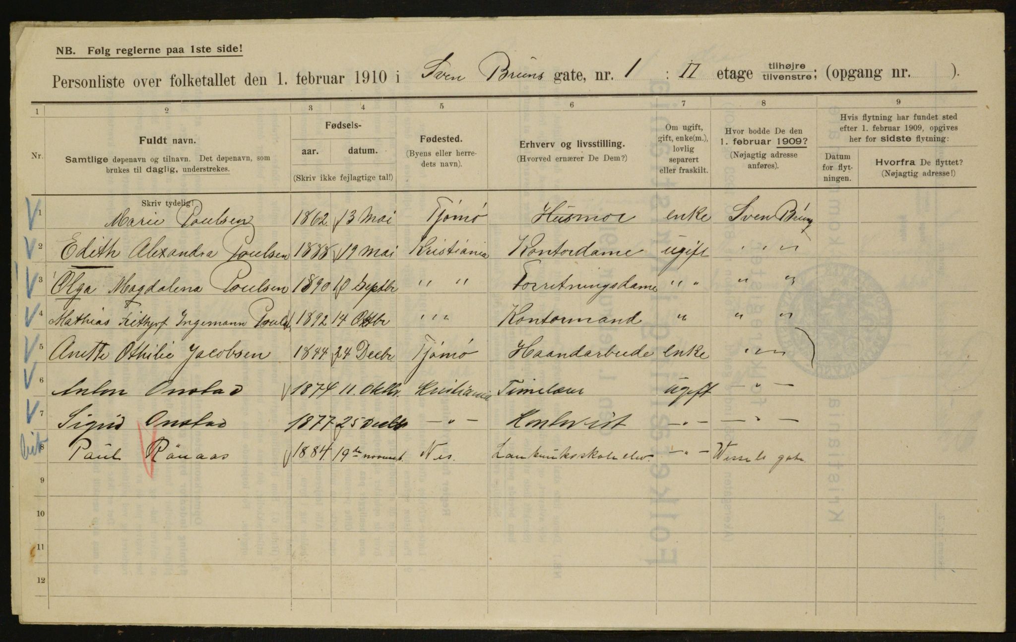 OBA, Municipal Census 1910 for Kristiania, 1910, p. 99391