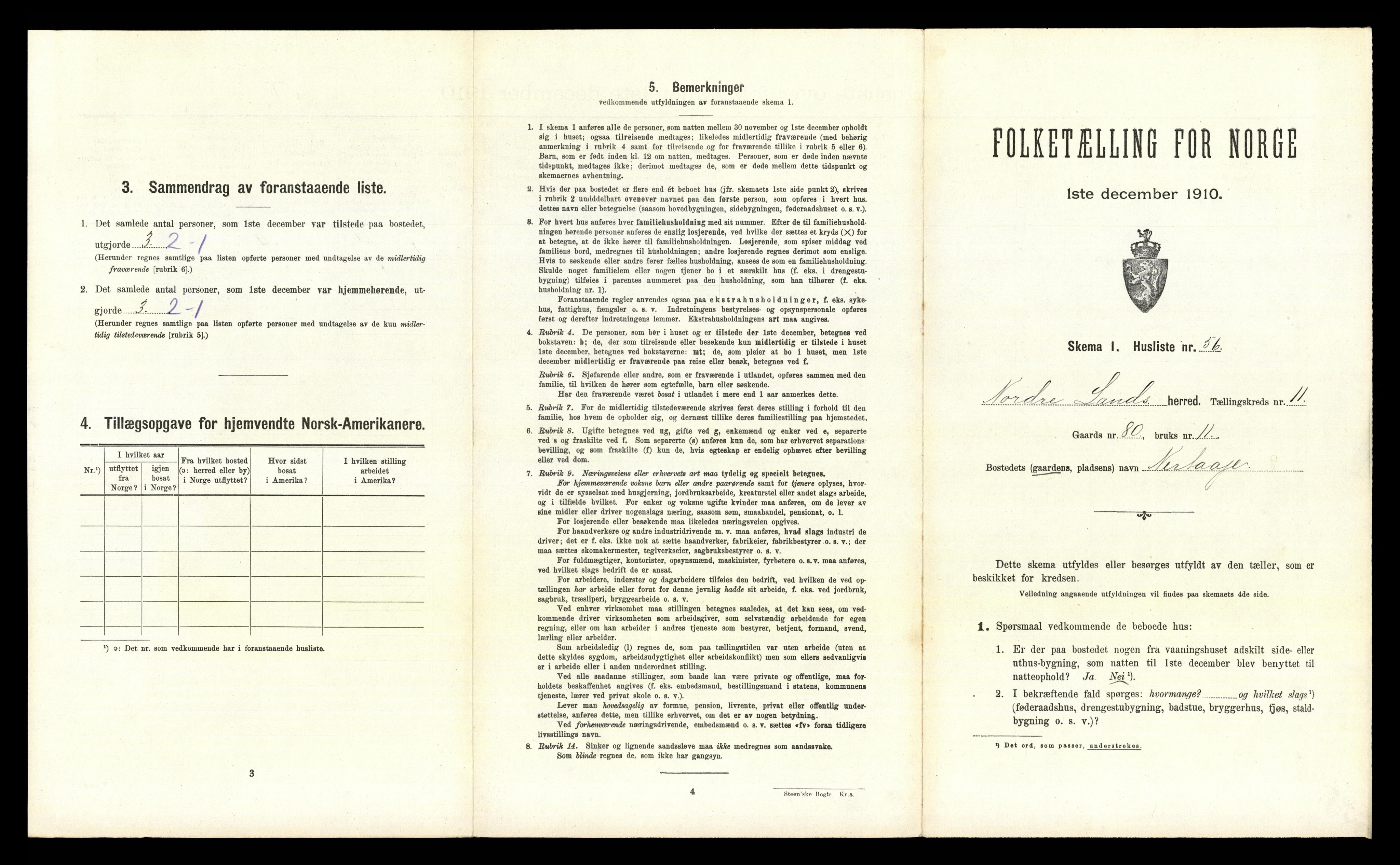 RA, 1910 census for Nordre Land, 1910, p. 1217