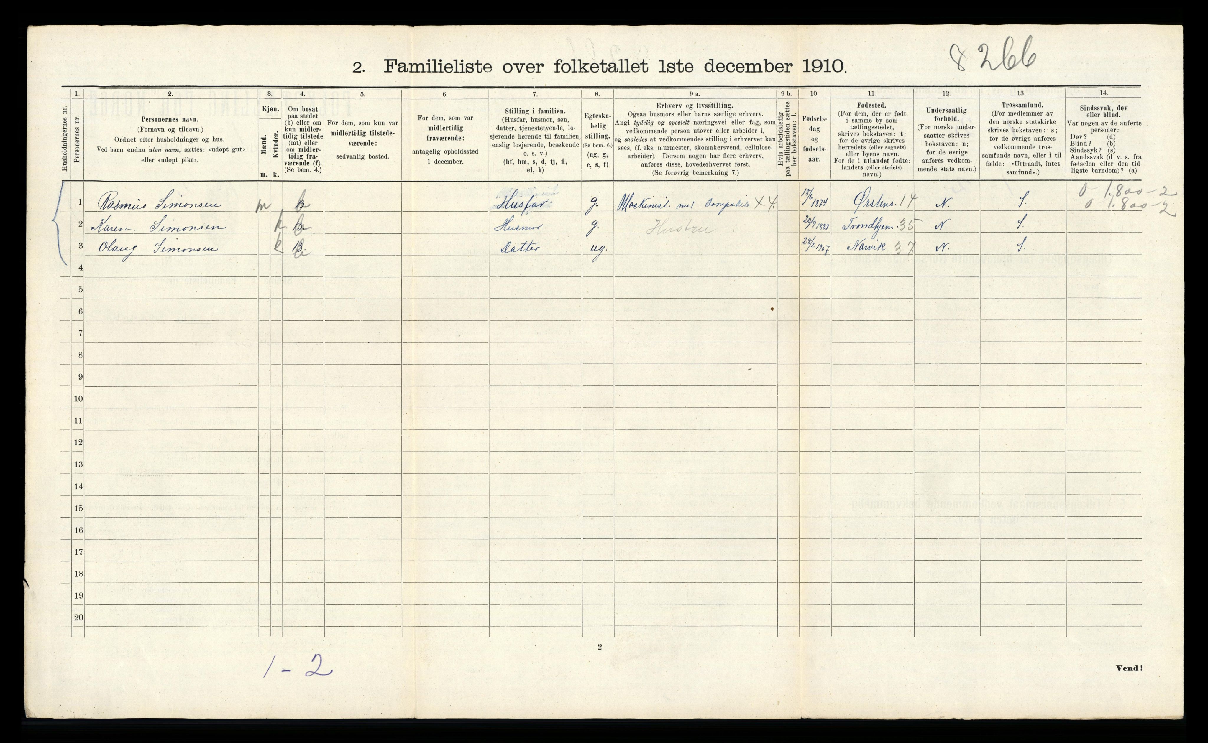 RA, 1910 census for Bergen, 1910, p. 9852