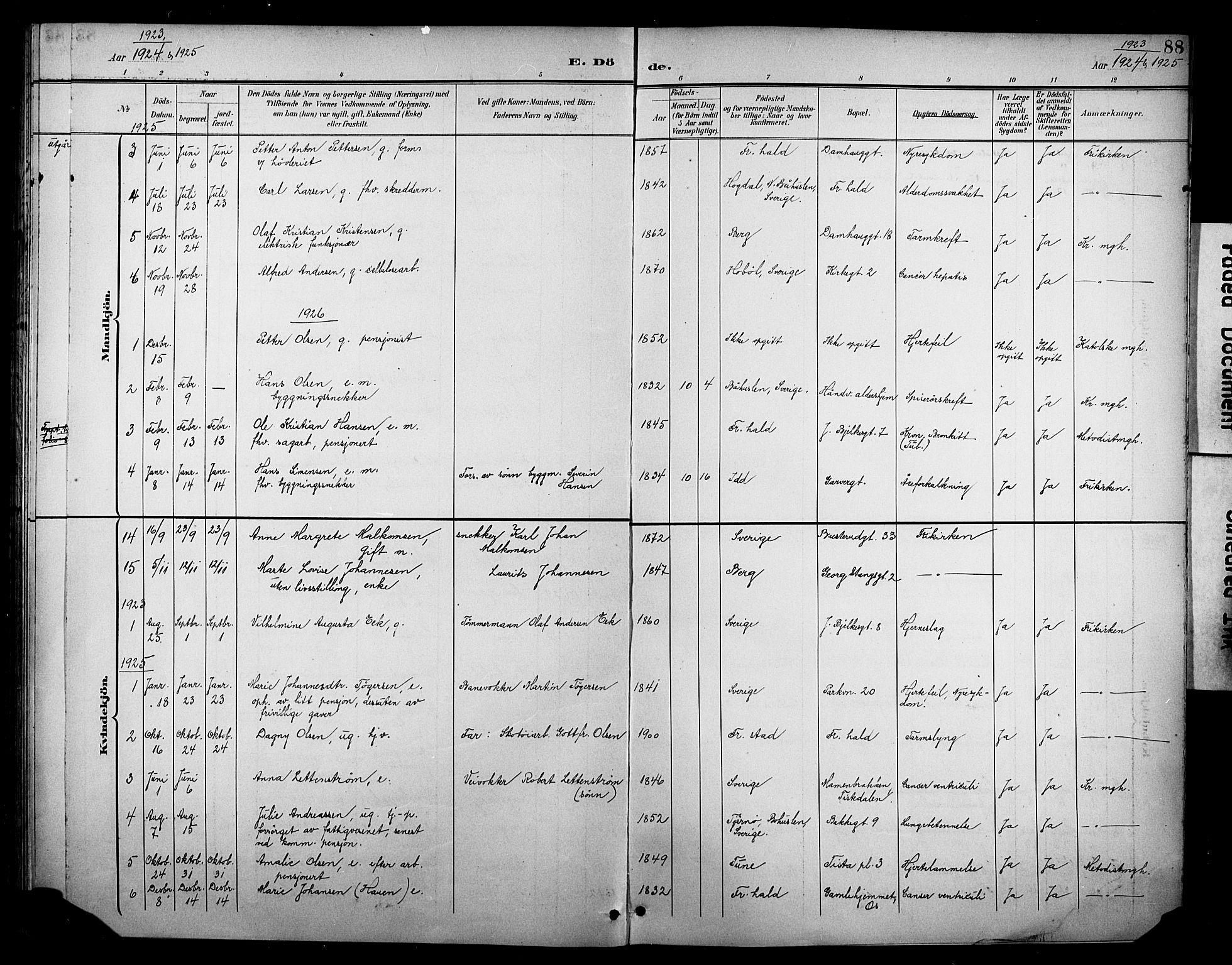 Halden prestekontor Kirkebøker, SAO/A-10909/F/Fb/L0001: Parish register (official) no. II 1, 1892-1932, p. 88
