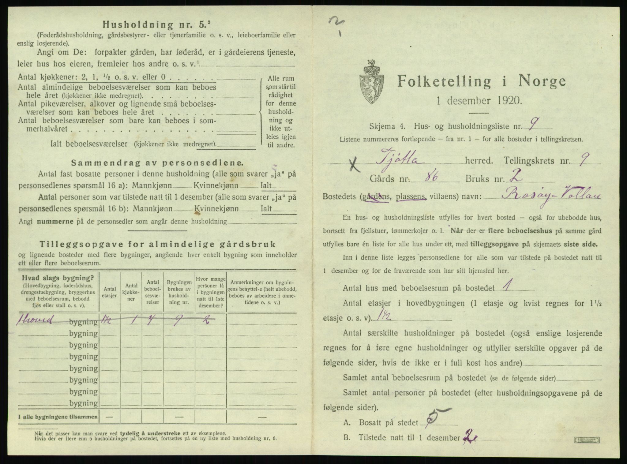 SAT, 1920 census for Tjøtta, 1920, p. 551