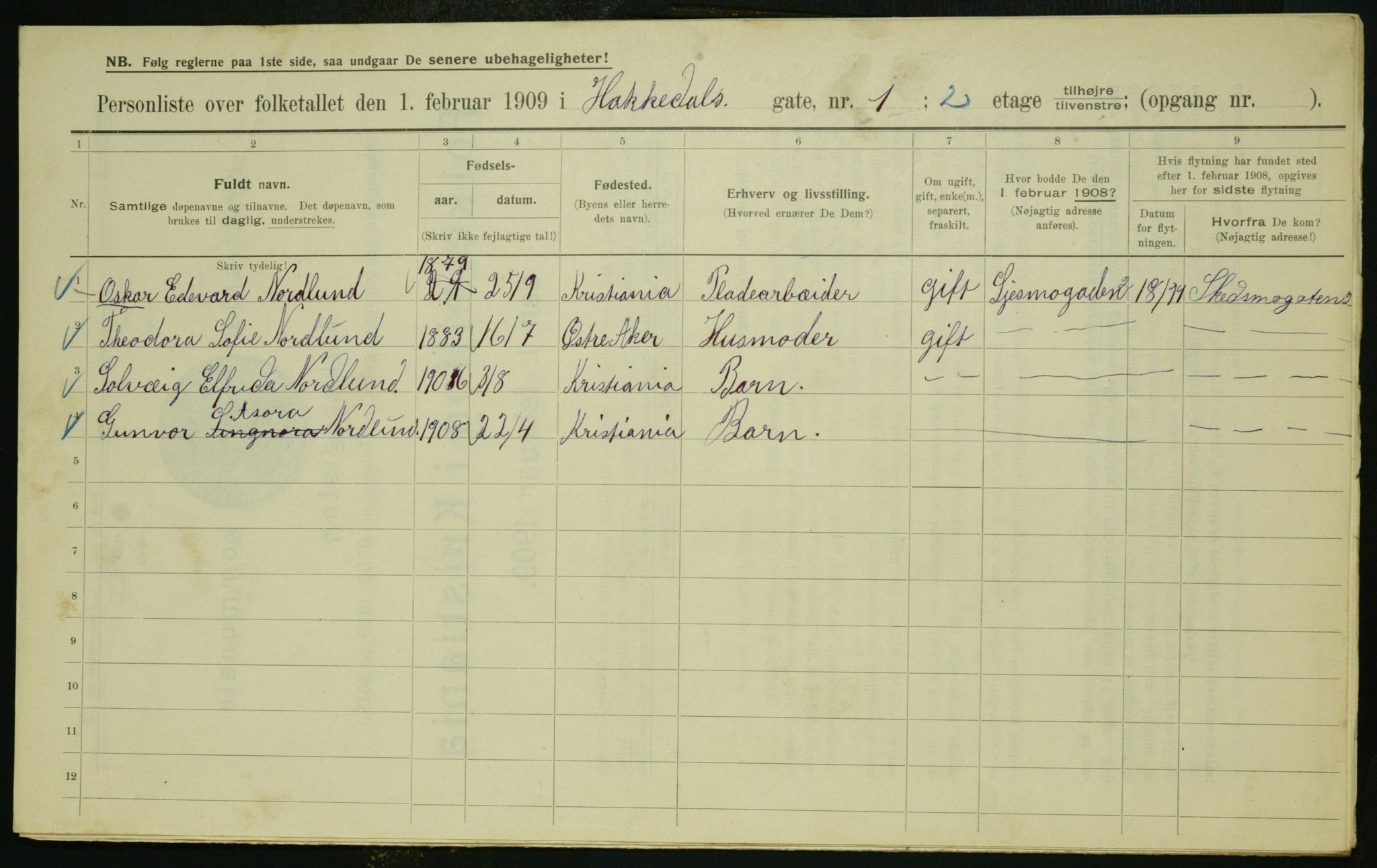 OBA, Municipal Census 1909 for Kristiania, 1909, p. 21852