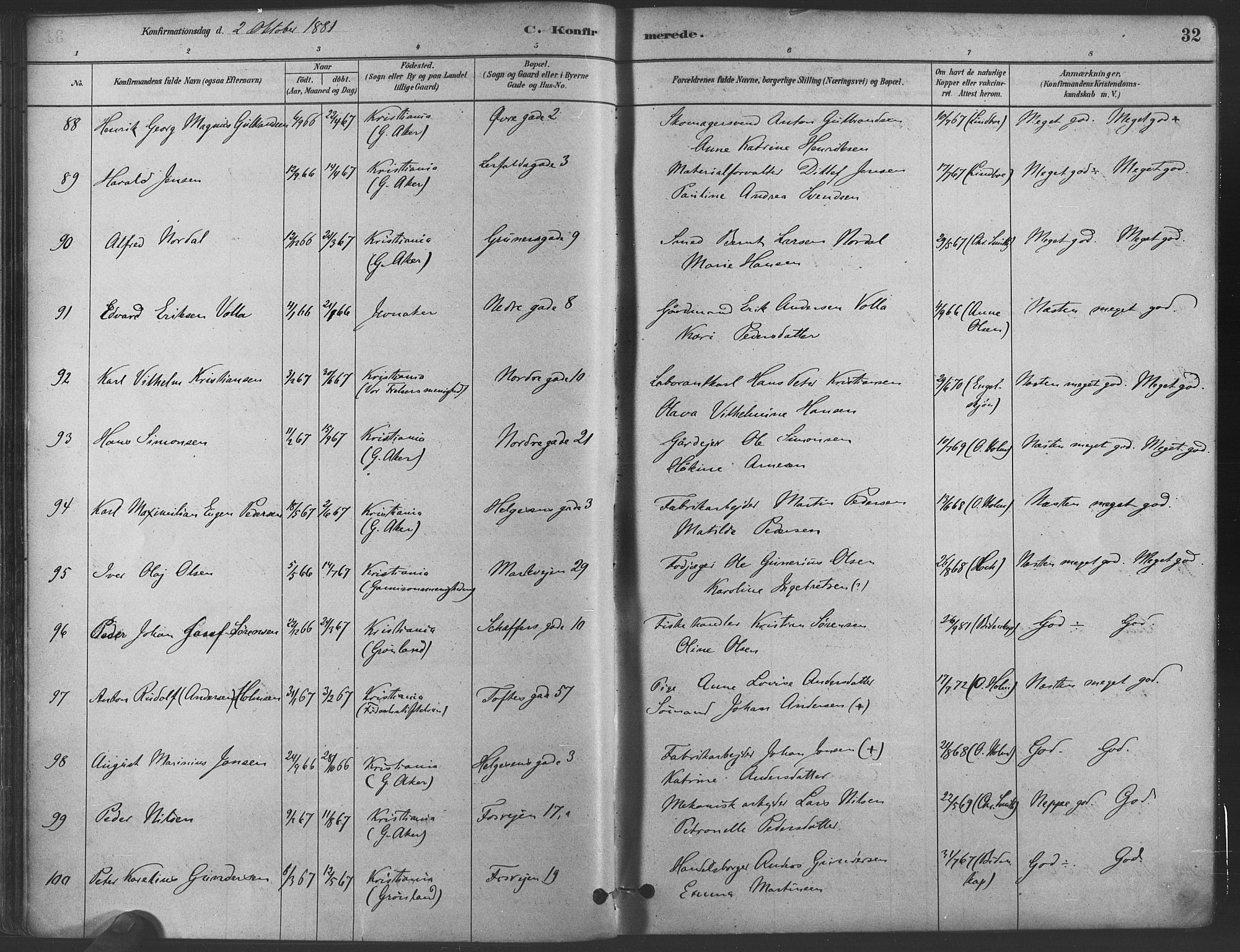 Paulus prestekontor Kirkebøker, AV/SAO-A-10871/F/Fa/L0004: Parish register (official) no. 4, 1879-1891, p. 32