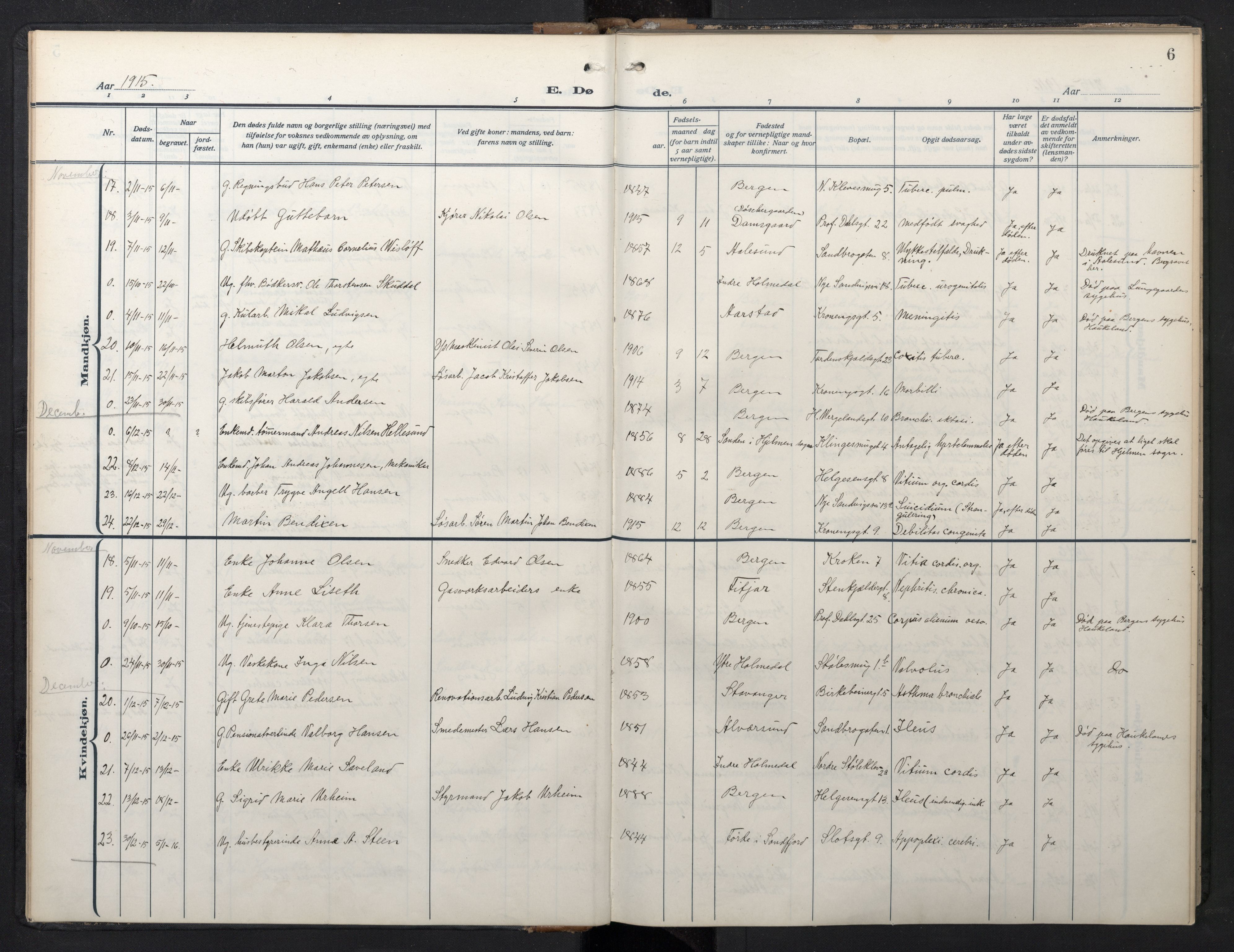 Mariakirken Sokneprestembete, SAB/A-76901/H/Hab/L0013: Parish register (copy) no. A 13, 1914-1953, p. 5b-6a