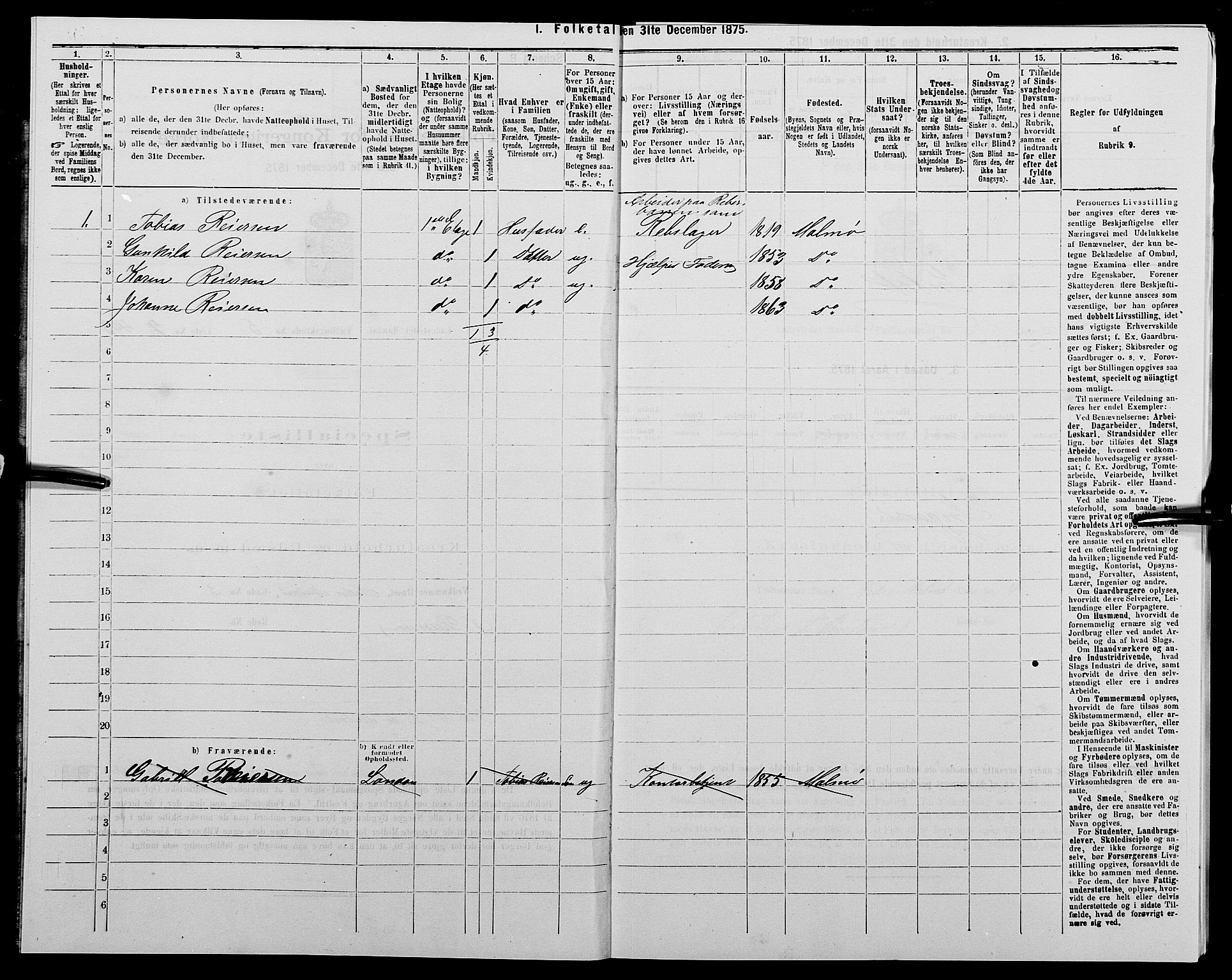 SAK, 1875 census for 1002B Mandal/Mandal, 1875, p. 848