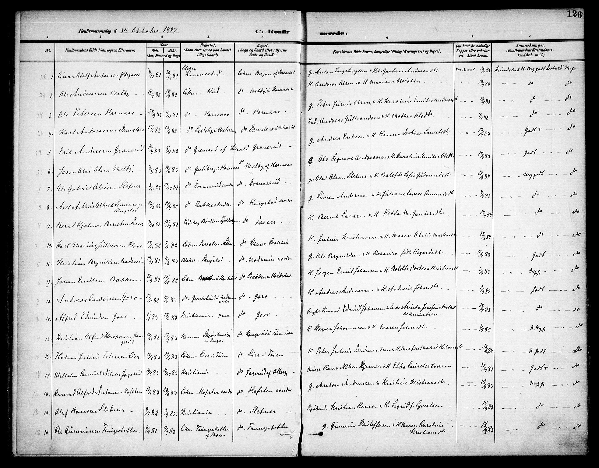 Høland prestekontor Kirkebøker, SAO/A-10346a/F/Fa/L0015: Parish register (official) no. I 15, 1897-1912, p. 126