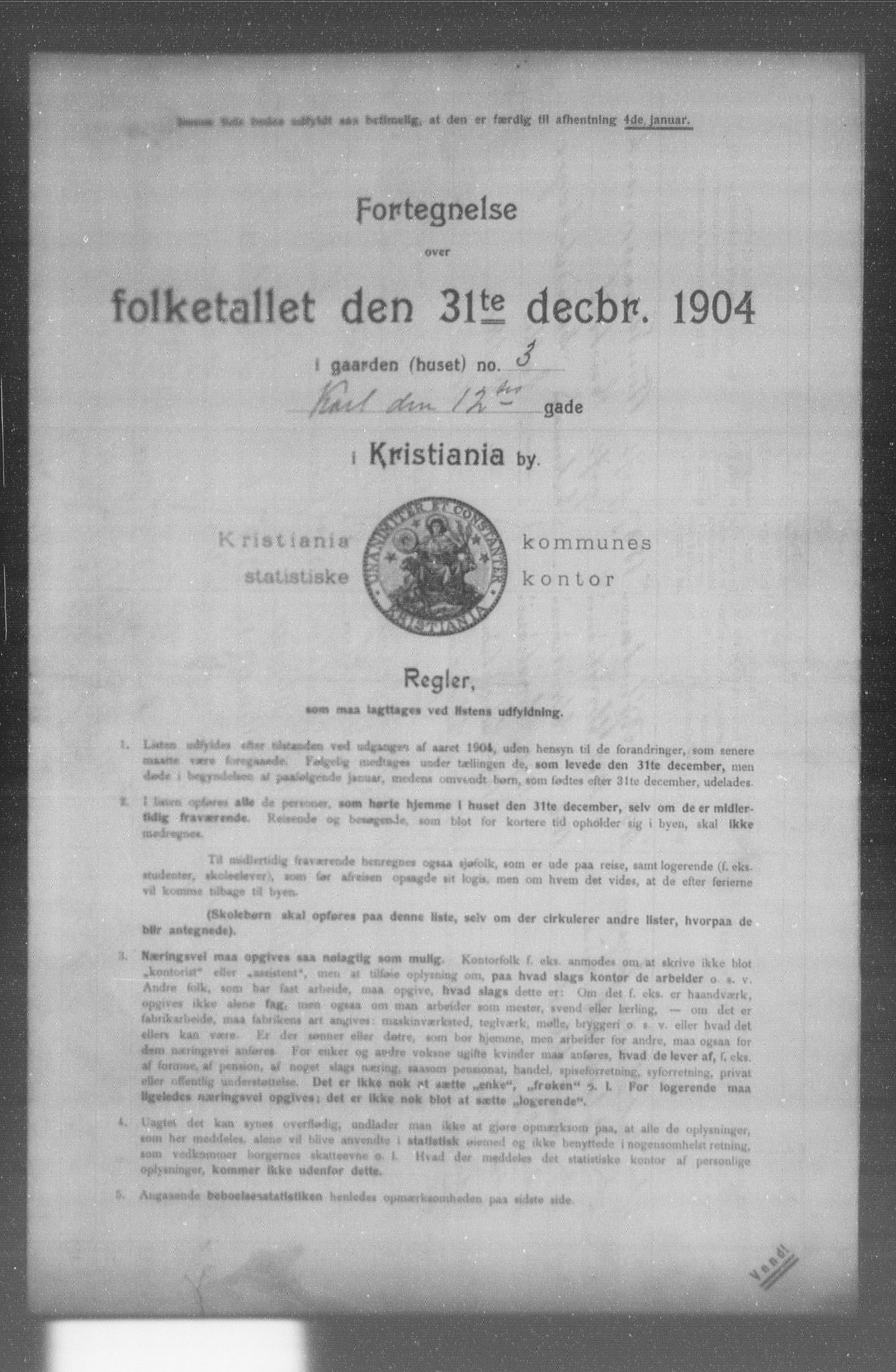 OBA, Municipal Census 1904 for Kristiania, 1904, p. 9279