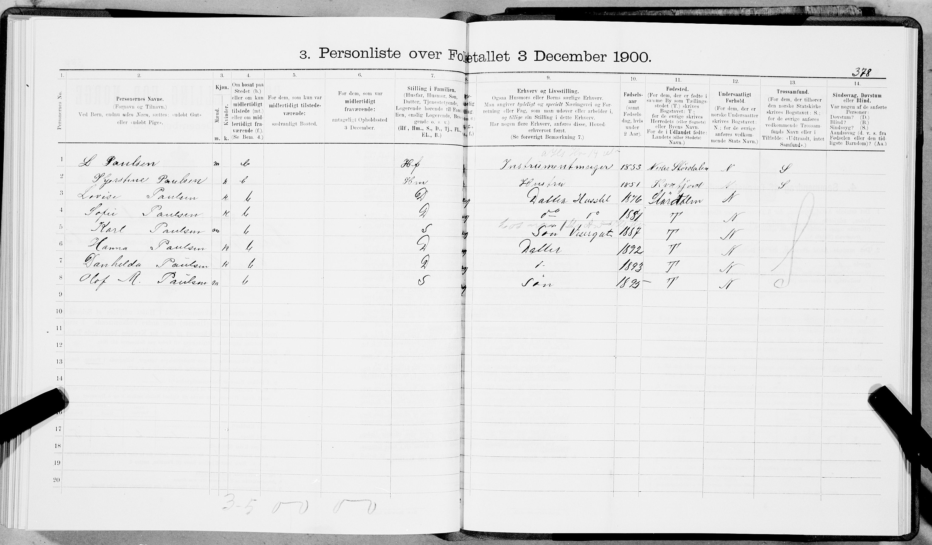 SAT, 1900 census for Trondheim, 1900, p. 11684