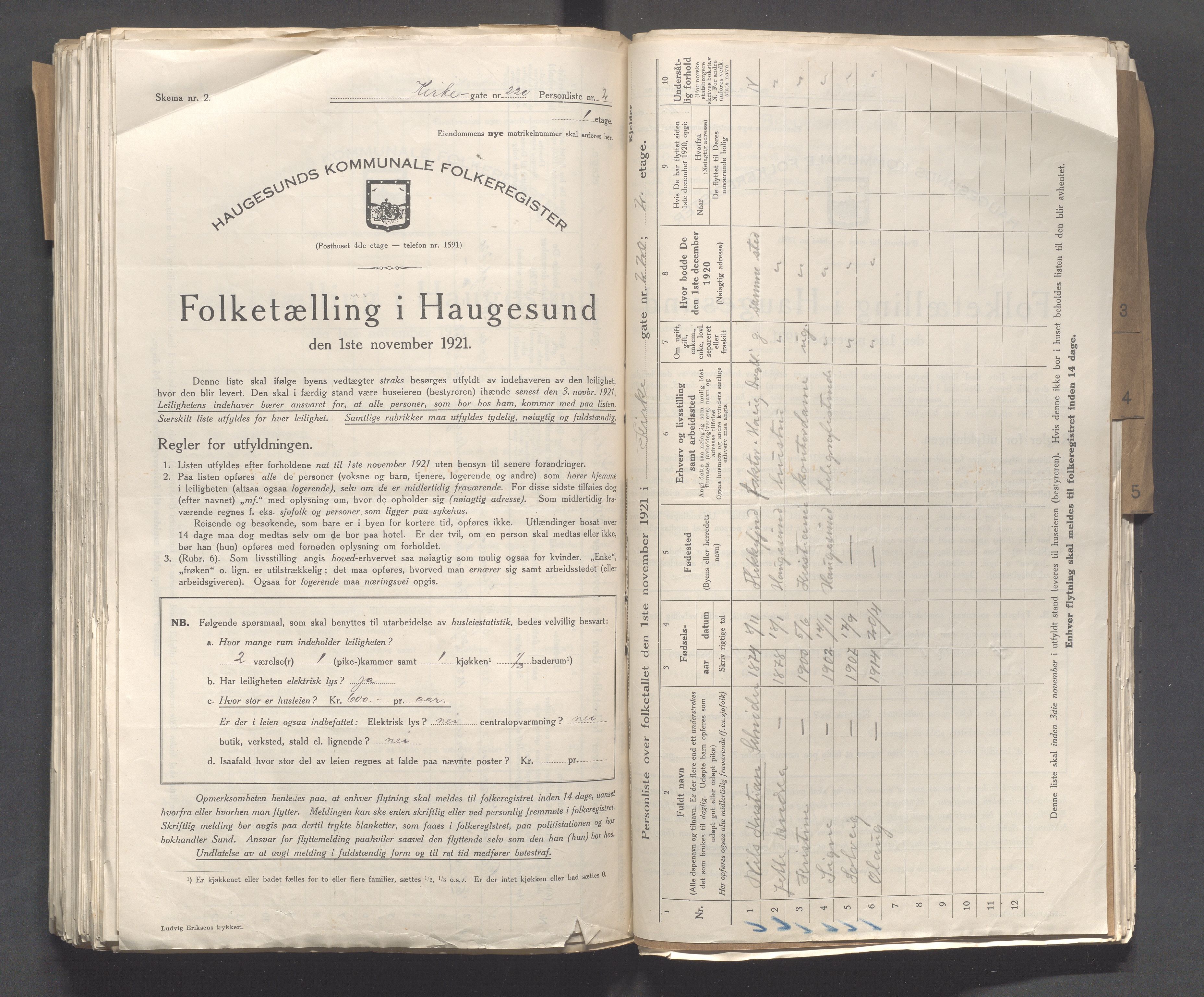 IKAR, Local census 1.11.1921 for Haugesund, 1921, p. 2926