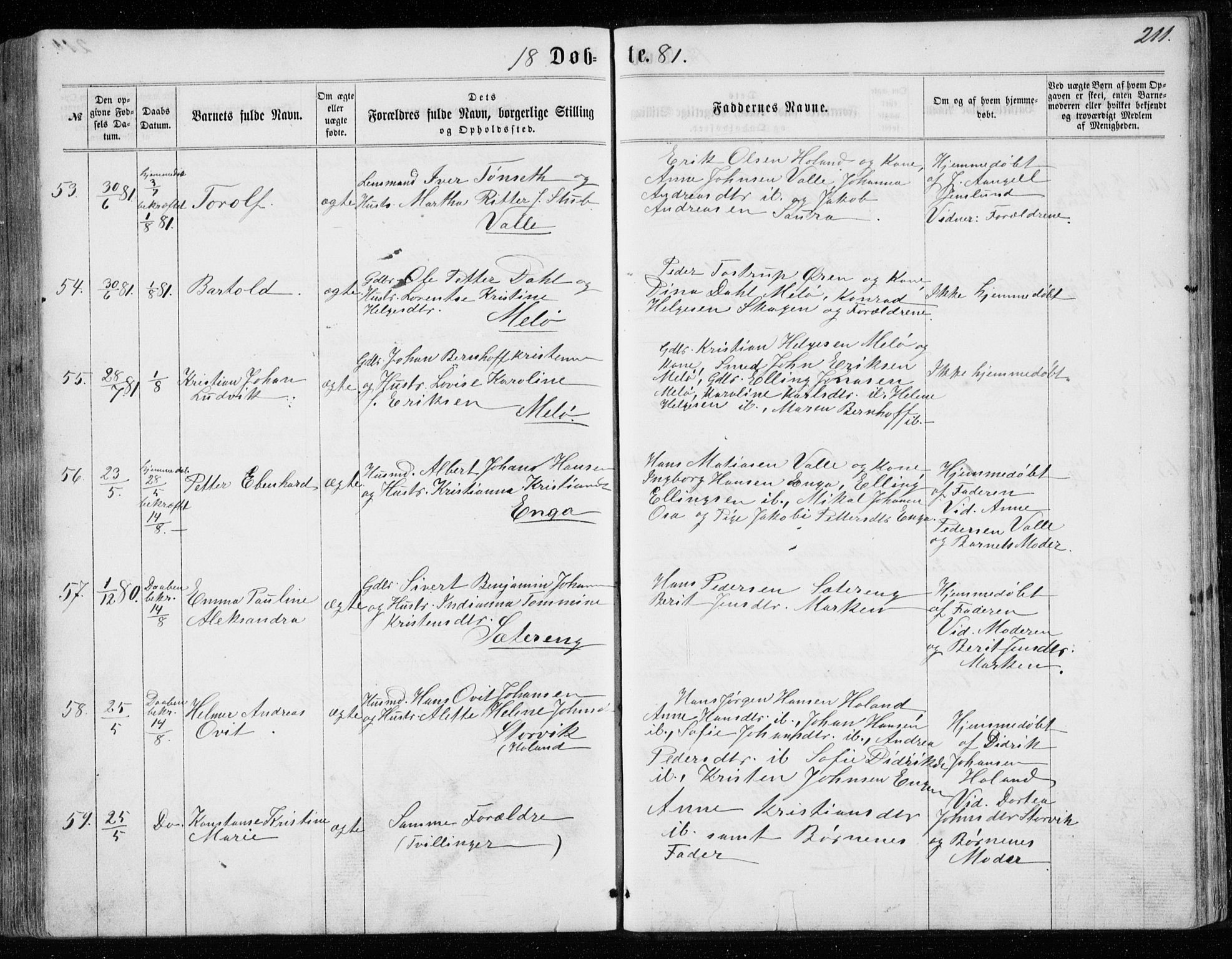 Ministerialprotokoller, klokkerbøker og fødselsregistre - Nordland, SAT/A-1459/843/L0634: Parish register (copy) no. 843C03, 1860-1884, p. 211