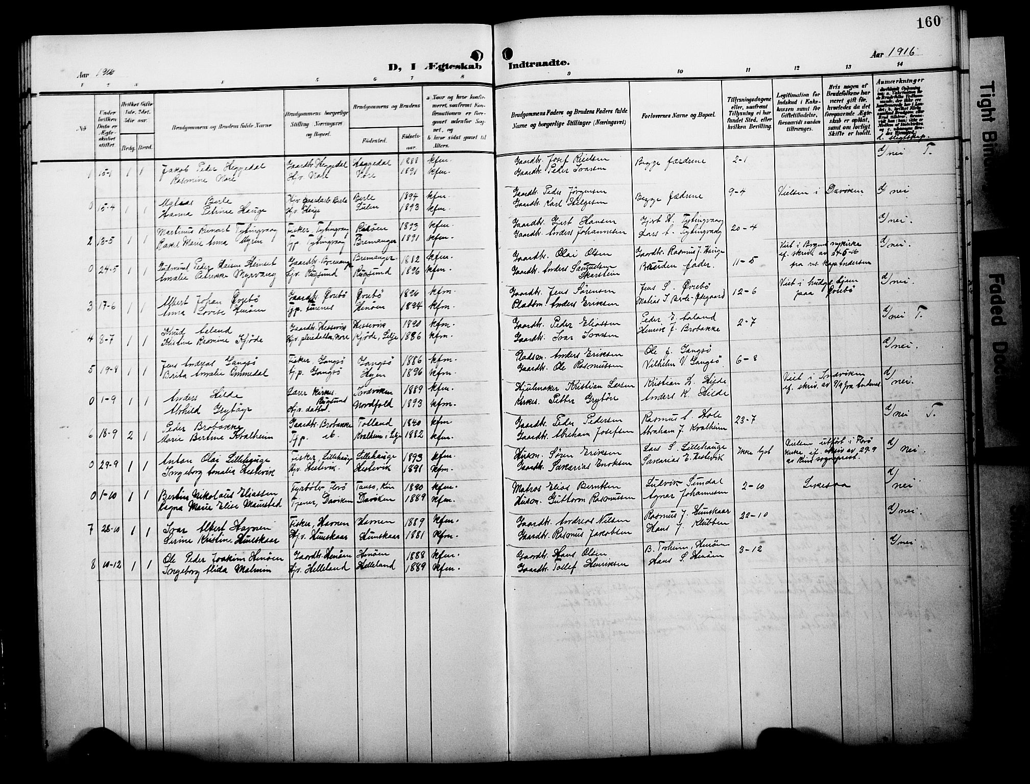 Davik sokneprestembete, AV/SAB-A-79701/H/Hab/Habc/L0003: Parish register (copy) no. C 3, 1907-1929, p. 160