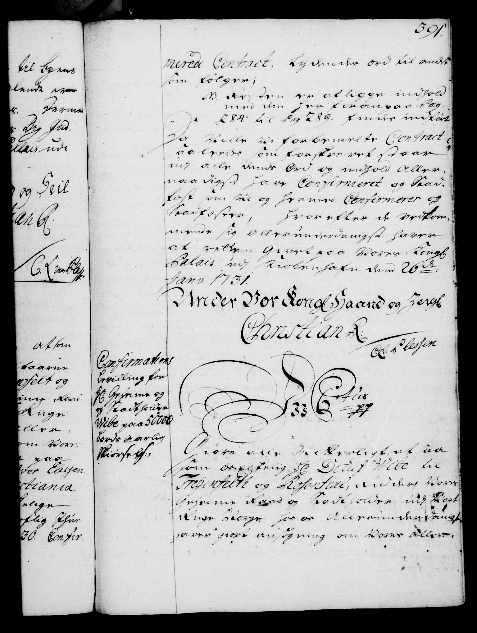 Rentekammeret, Kammerkanselliet, RA/EA-3111/G/Gg/Gga/L0003: Norsk ekspedisjonsprotokoll med register (merket RK 53.3), 1727-1734, p. 391