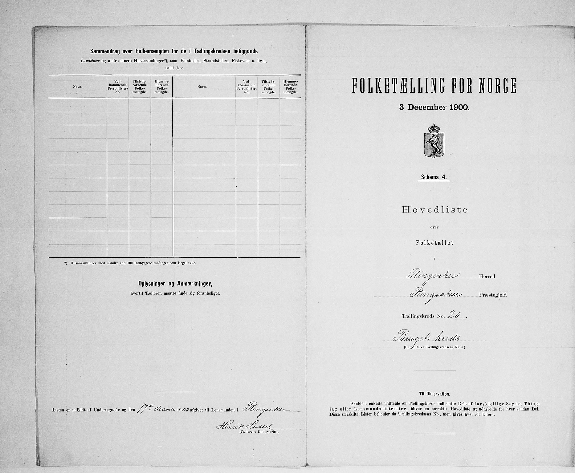 SAH, 1900 census for Ringsaker, 1900, p. 89