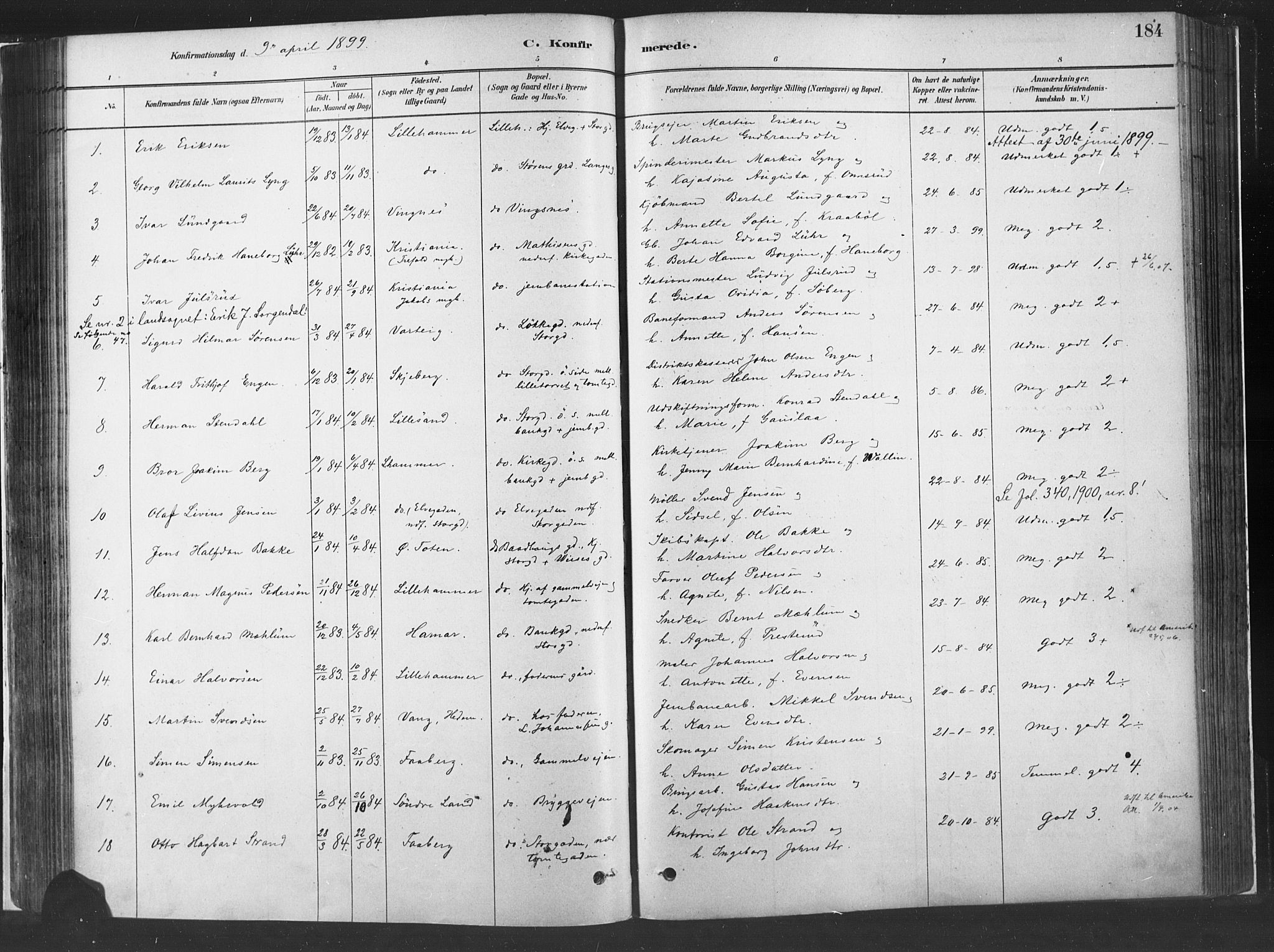 Fåberg prestekontor, SAH/PREST-086/H/Ha/Haa/L0010: Parish register (official) no. 10, 1879-1900, p. 184