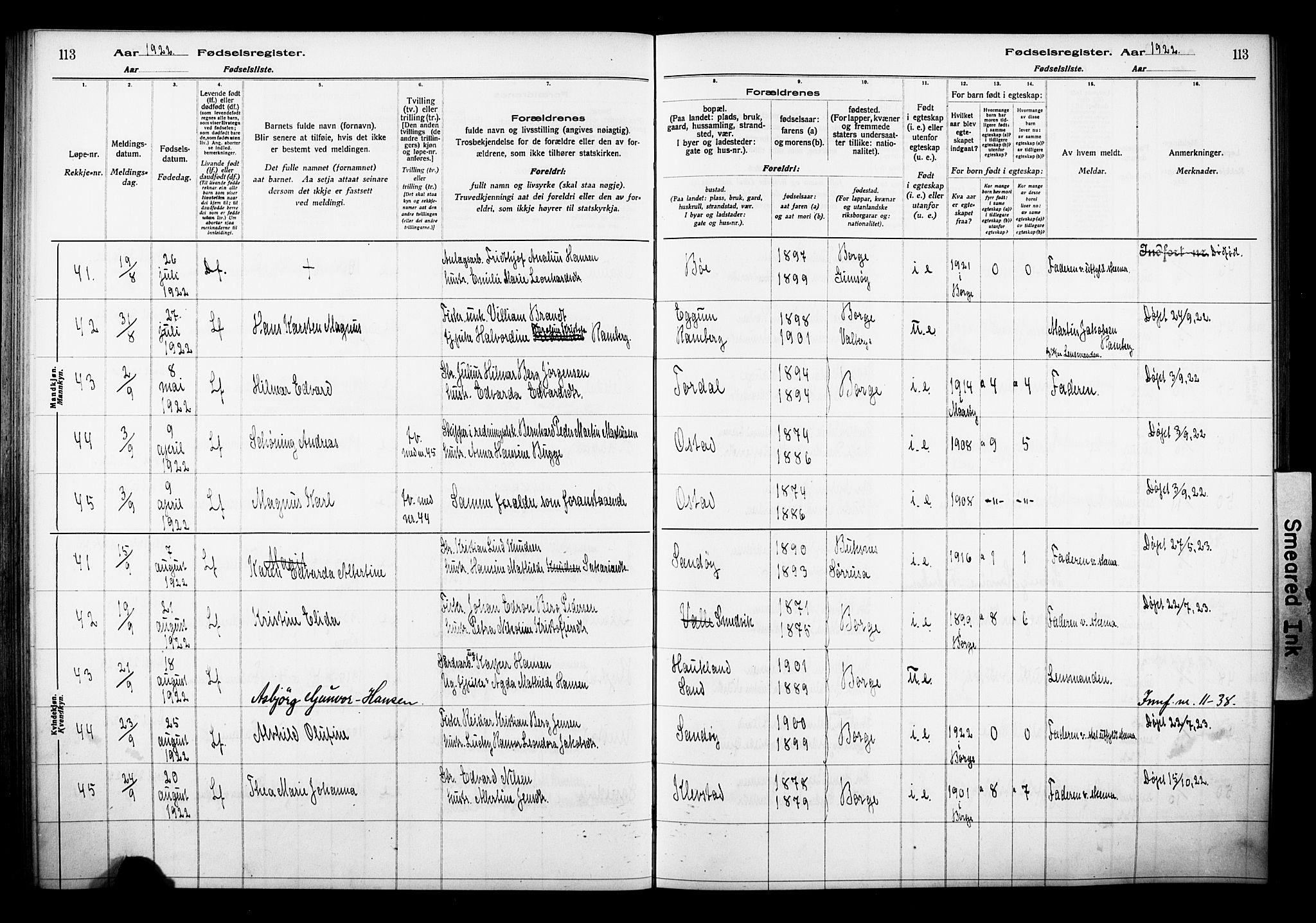 Ministerialprotokoller, klokkerbøker og fødselsregistre - Nordland, AV/SAT-A-1459/880/L1145: Birth register no. 880.II.4.1, 1916-1929, p. 113