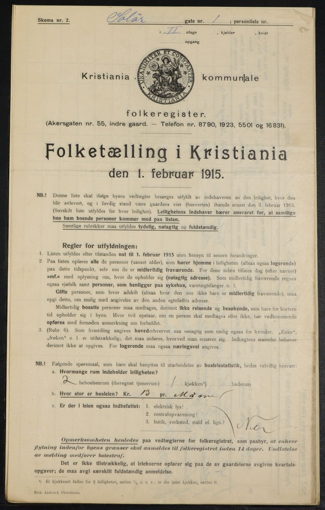 OBA, Municipal Census 1915 for Kristiania, 1915, p. 99565