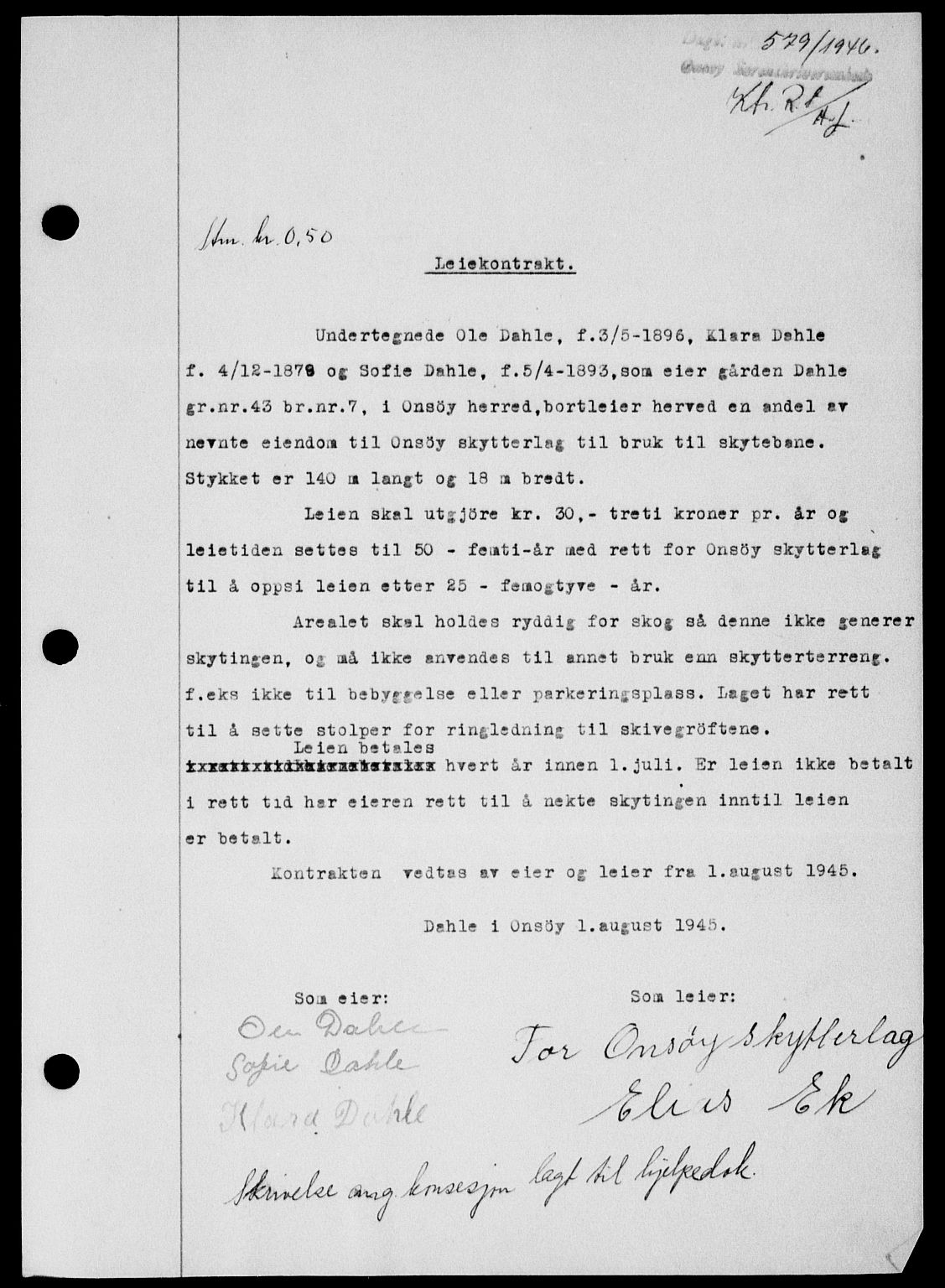 Onsøy sorenskriveri, SAO/A-10474/G/Ga/Gab/L0015: Mortgage book no. II A-15, 1945-1946, Diary no: : 579/1946