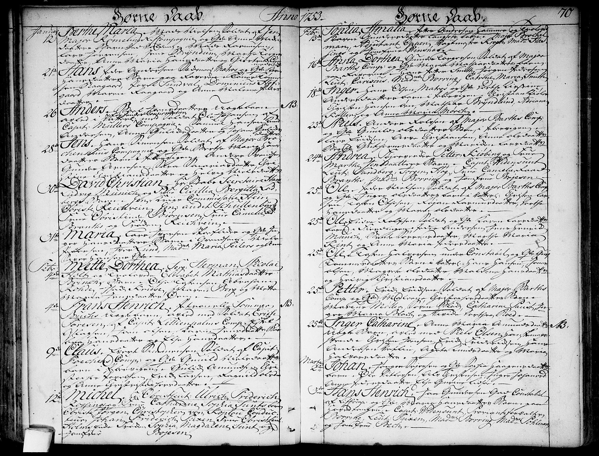 Garnisonsmenigheten Kirkebøker, SAO/A-10846/F/Fa/L0001: Parish register (official) no. 1, 1734-1756, p. 70
