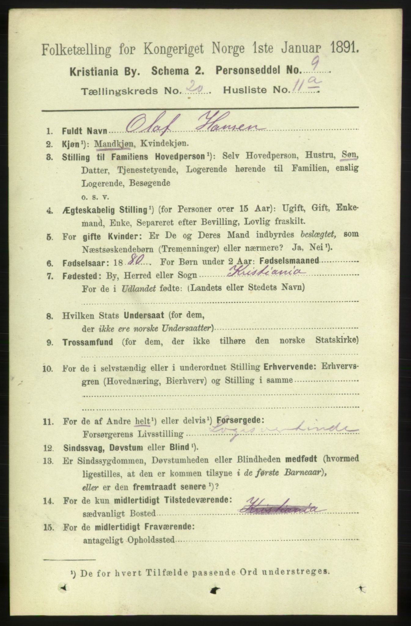 RA, 1891 census for 0301 Kristiania, 1891, p. 9976