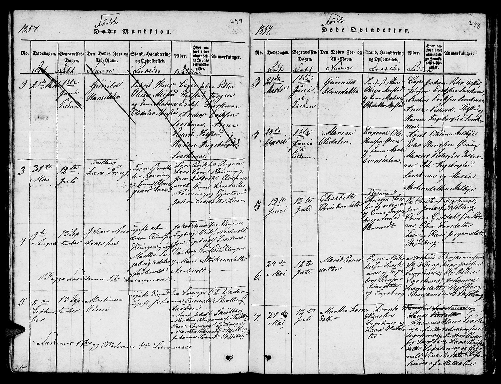 Ministerialprotokoller, klokkerbøker og fødselsregistre - Sør-Trøndelag, SAT/A-1456/671/L0842: Parish register (copy) no. 671C01, 1816-1867, p. 297-298