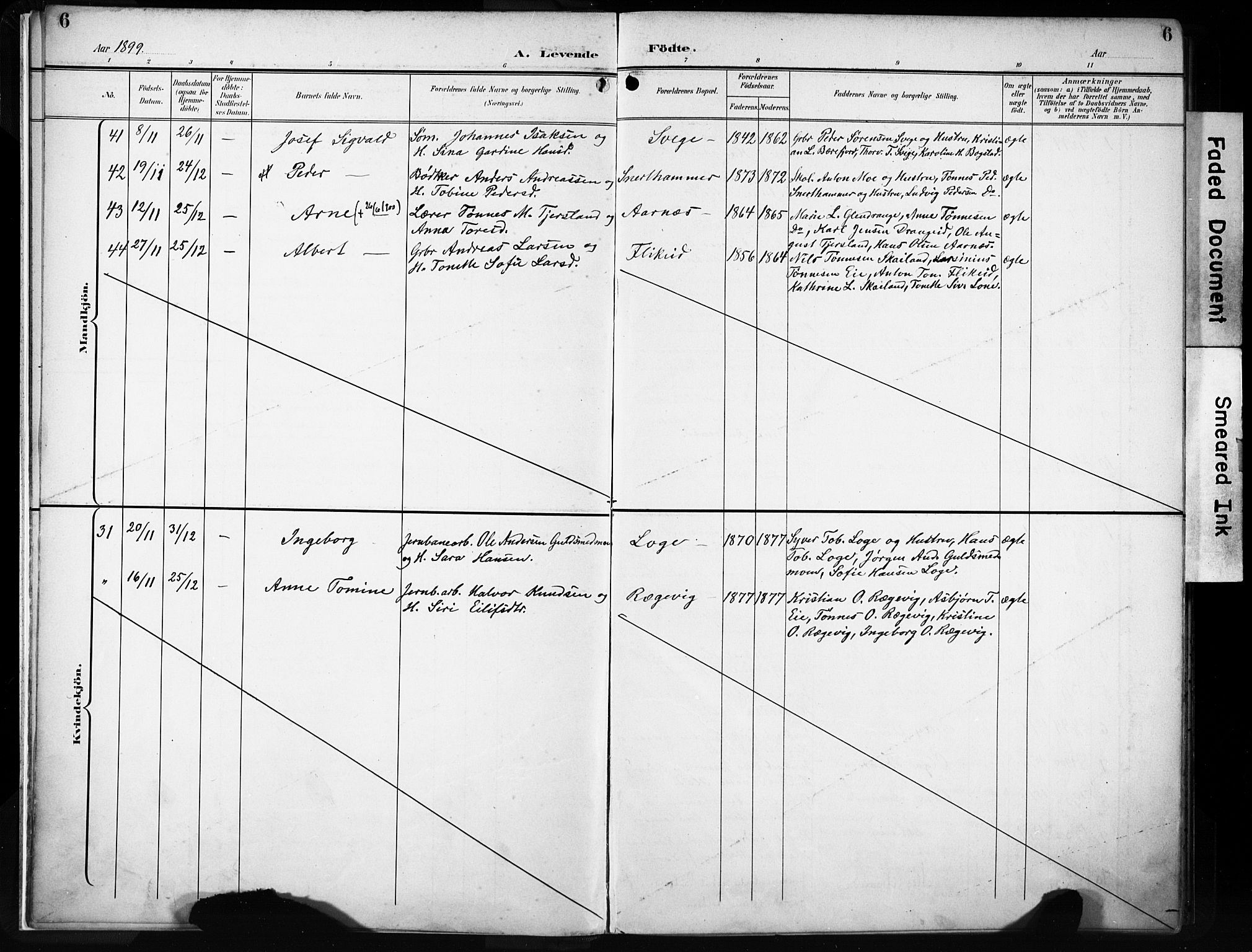 Flekkefjord sokneprestkontor, AV/SAK-1111-0012/F/Fa/Fac/L0009: Parish register (official) no. A 9, 1899-1909, p. 6