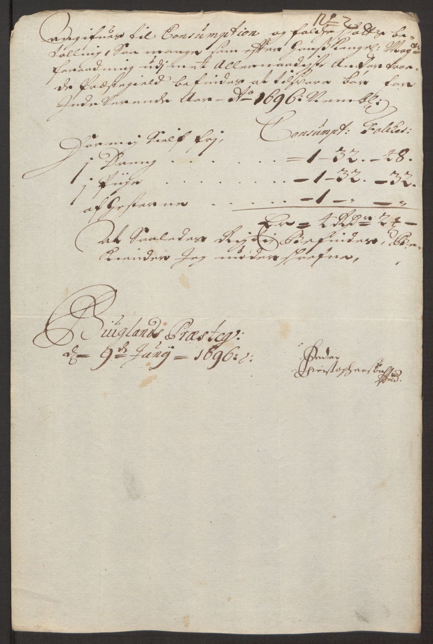 Rentekammeret inntil 1814, Reviderte regnskaper, Fogderegnskap, RA/EA-4092/R40/L2444: Fogderegnskap Råbyggelag, 1693-1696, p. 326