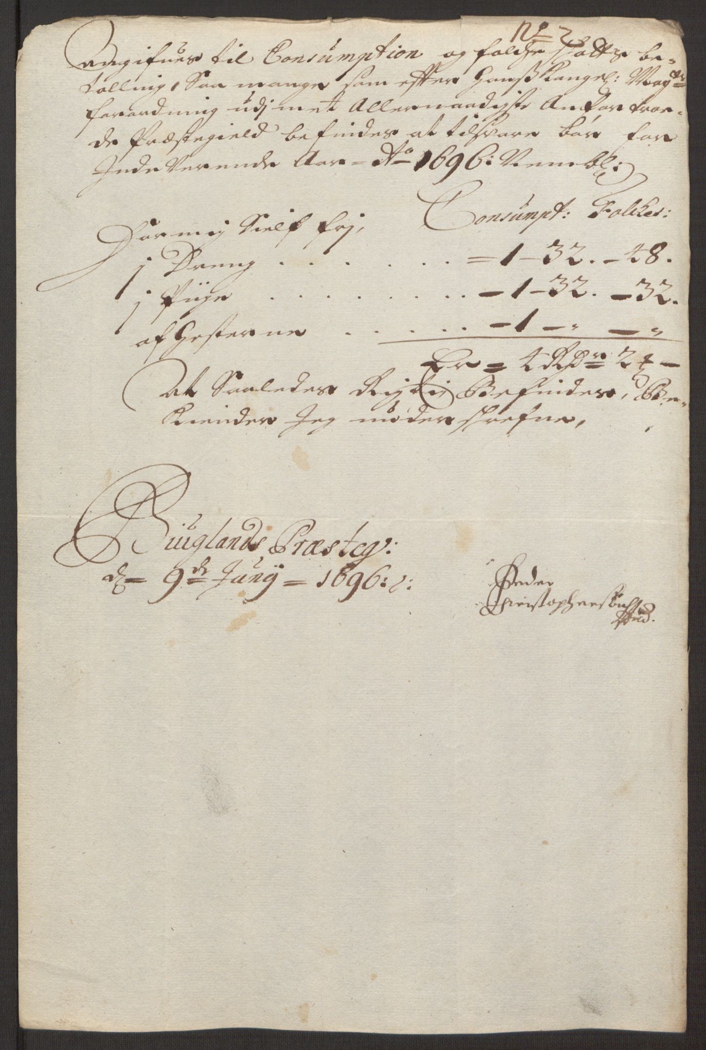 Rentekammeret inntil 1814, Reviderte regnskaper, Fogderegnskap, AV/RA-EA-4092/R40/L2444: Fogderegnskap Råbyggelag, 1693-1696, p. 326