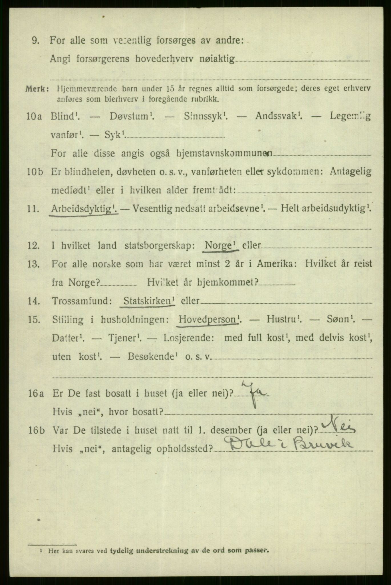 SAB, 1920 census for Evanger, 1920, p. 4232