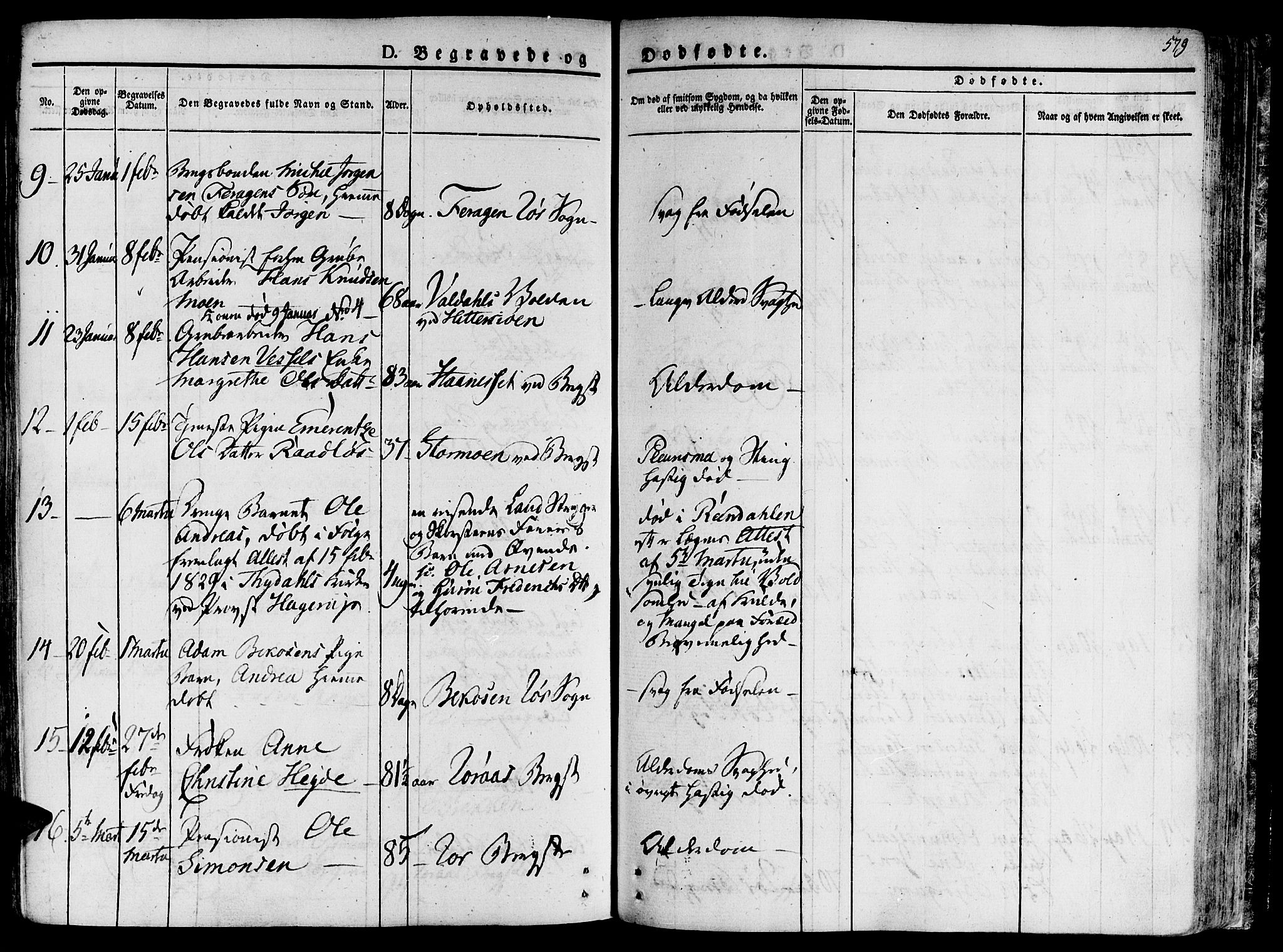 Ministerialprotokoller, klokkerbøker og fødselsregistre - Sør-Trøndelag, SAT/A-1456/681/L0930: Parish register (official) no. 681A08, 1829-1844, p. 579