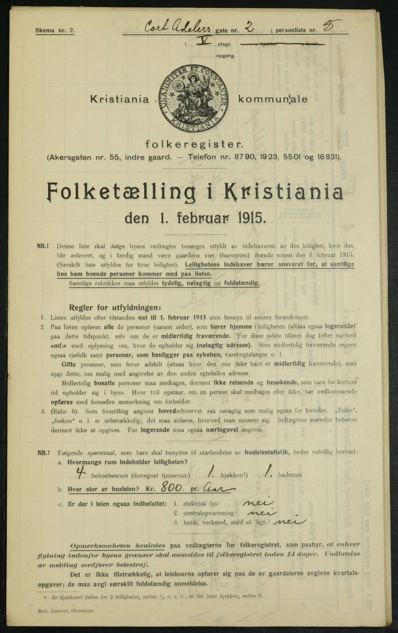 OBA, Municipal Census 1915 for Kristiania, 1915, p. 13612